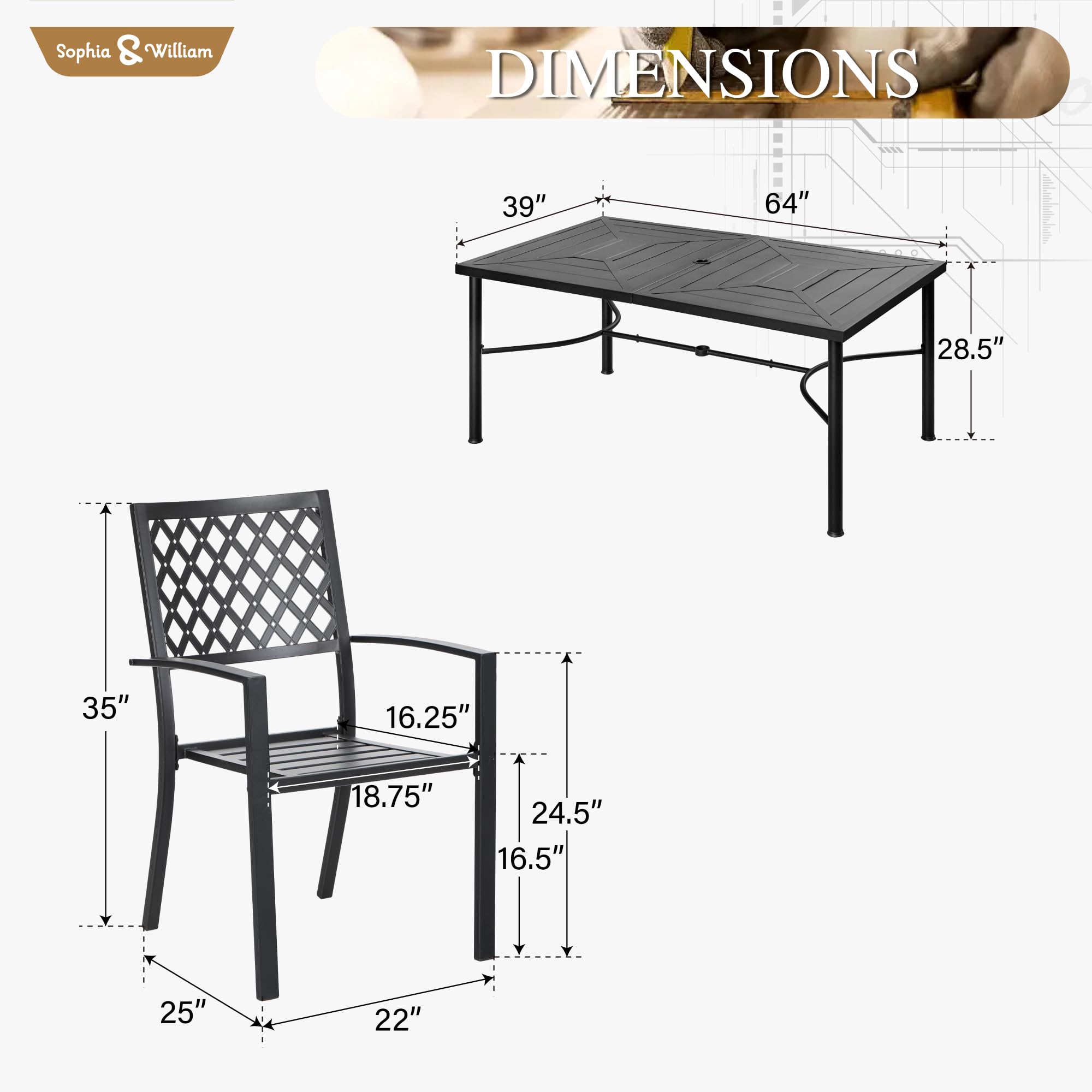 Sophia & William 7-Piece Outdoor Dining Set - 64