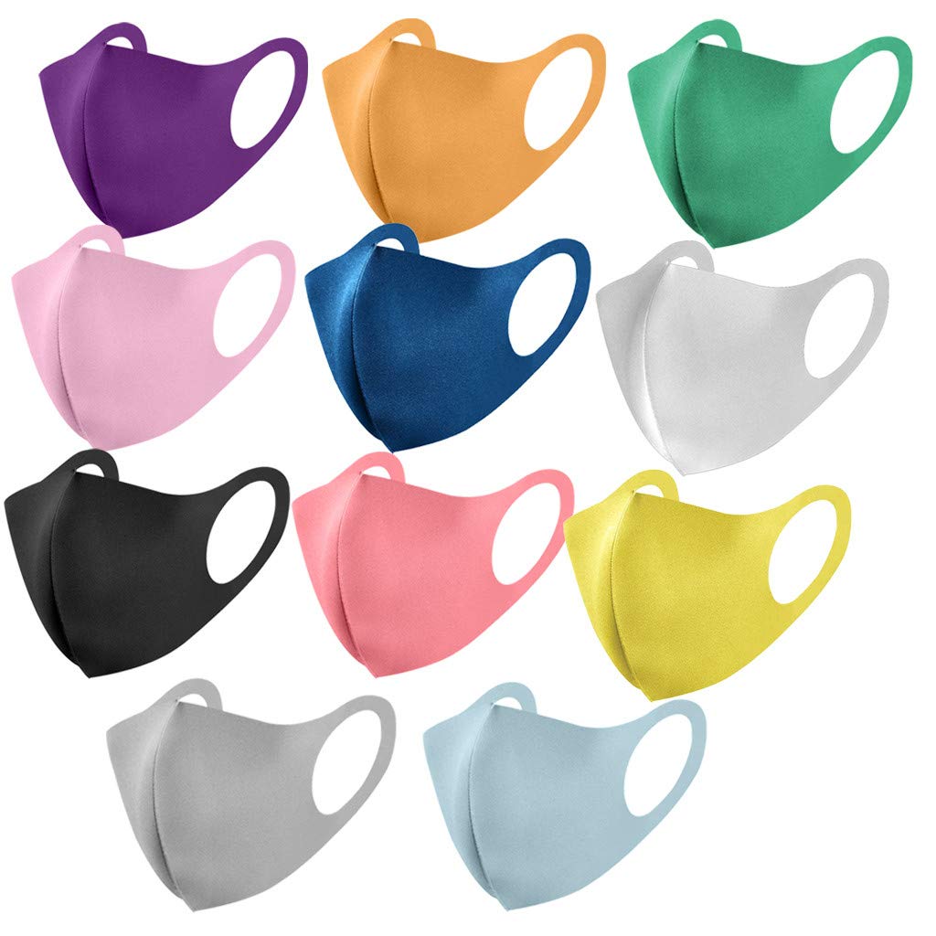10/20PC Reusable Washable Ice Silk Face Masks for Adults - Breathable Protective Cover, Solid Color & Combination Pack (11PC) - Perfect for Daily Use, Travel, Work & Outdoor Activities