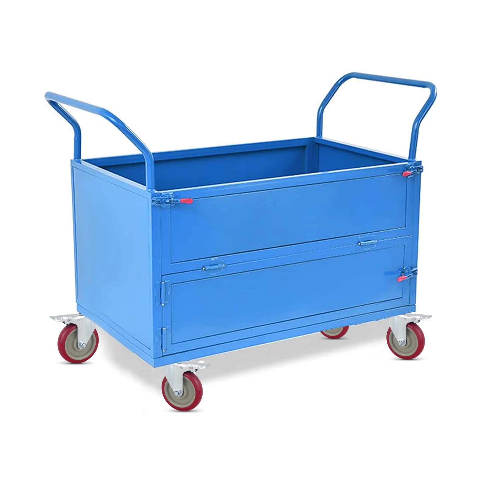 Heavy Duty Stem Casters with Brake - 5 Inch PU Noiseless Swivel Wheels Set of 4 (M12x30mm with Nut & Wrench Included) - Perfect for Industrial Carts, Workbenches, and Moving Equipment