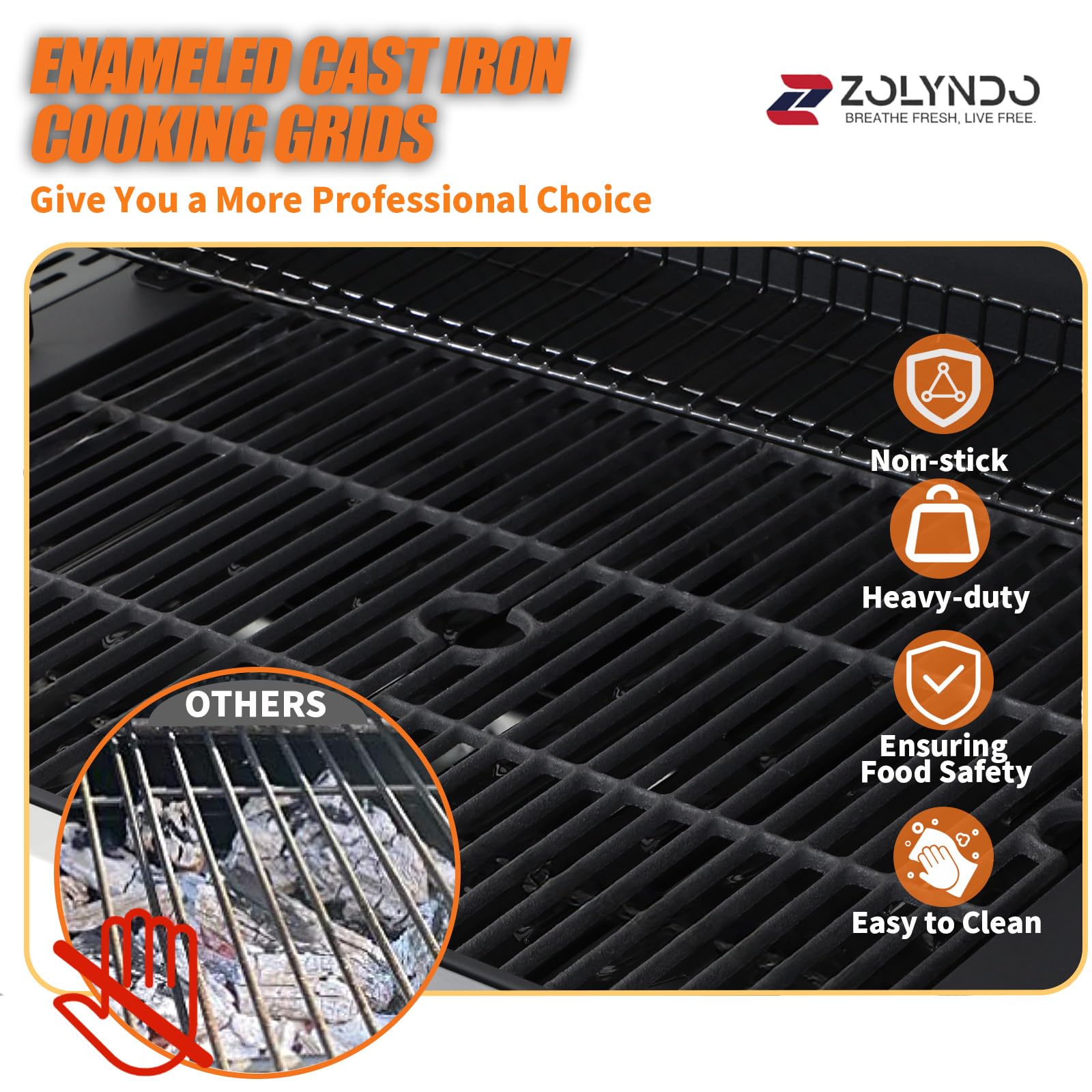 4 Burner Outdoor Griddle Grill Combo - 2-in-1 Propane Gas BBQ Grill with Enameled Cast Iron Grids & Stainless Steel Plancha - 49,200 BTU Portable Gas Grill for Backyard, Camping, Tailgating and Outdoor Cooking
