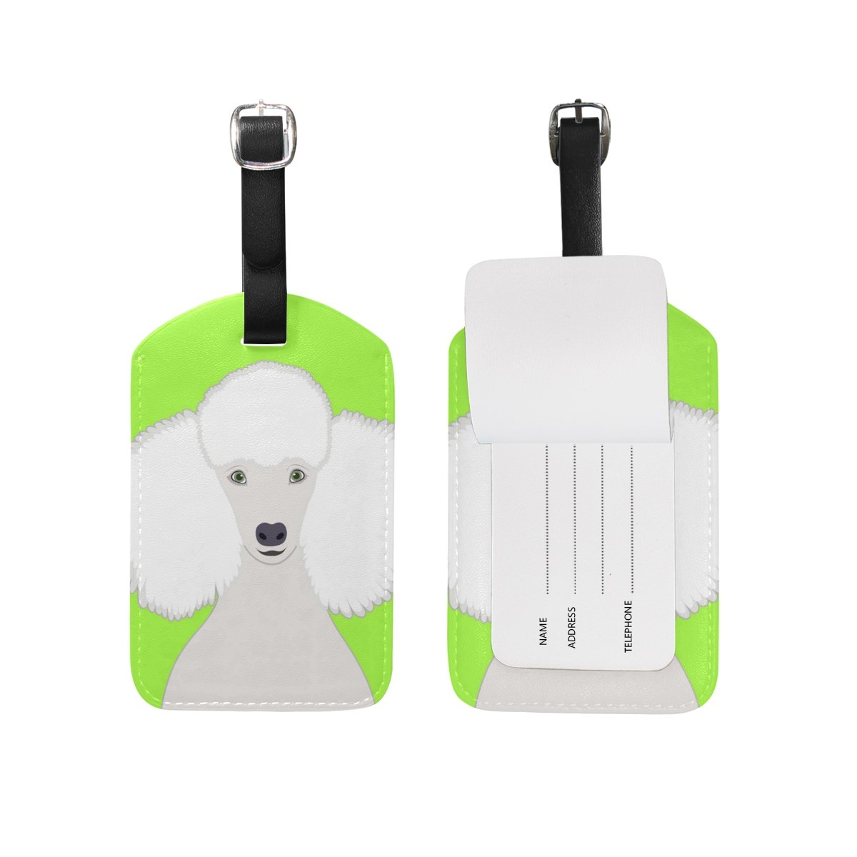 Cooper Girl Poodle Dog Leather Luggage Tag - Personalized Pet ID Tag for Suitcases, Bags & Travel Accessories - Perfect for Air Travel, Vacation & Lost Baggage Identification