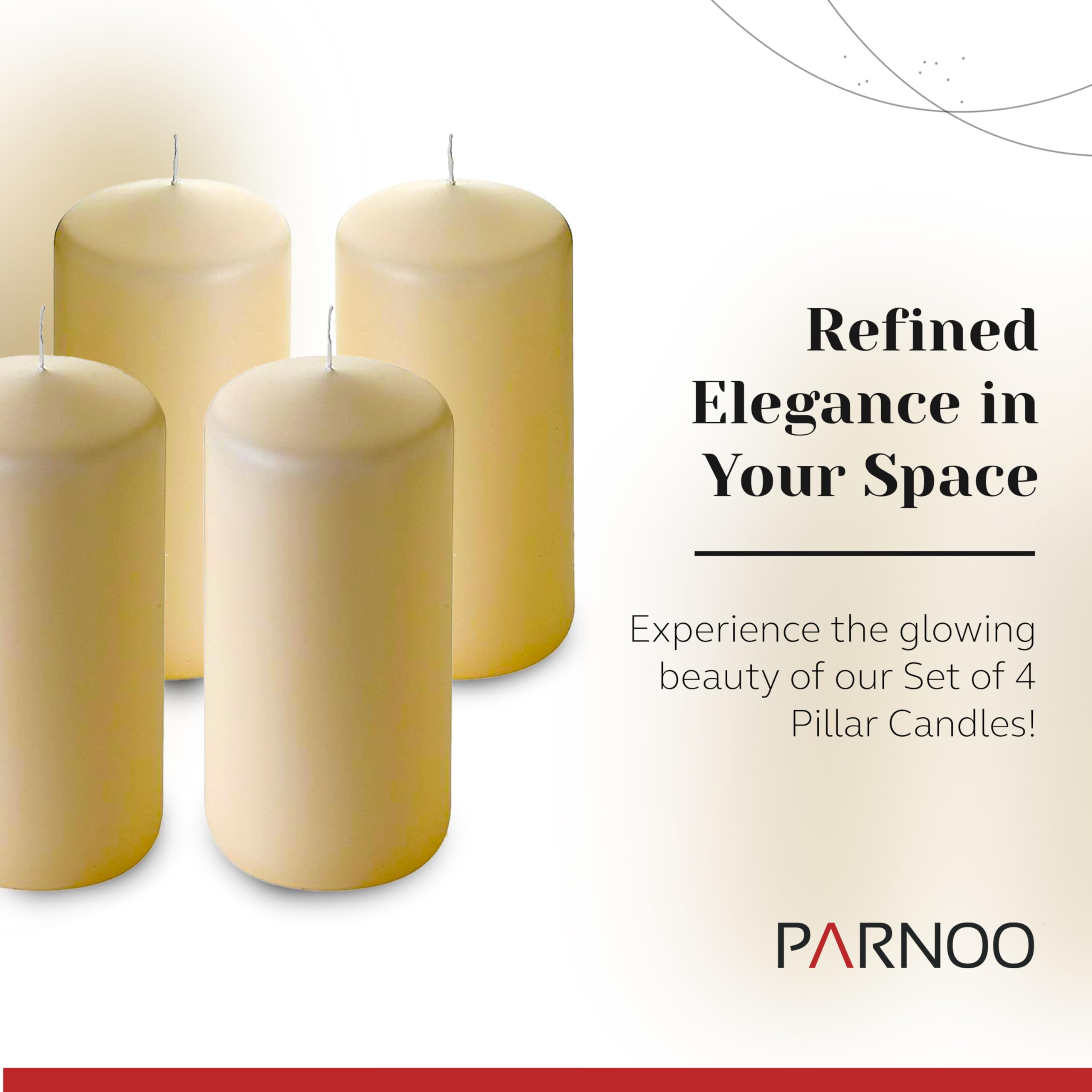 Unscented Pillar Candles Set of 4 - 3x6 Inch Vanilla Scented Slow Burning Candles for Wedding Decorations, Table Centerpieces, Romantic Dinners & Home Decor - Large White Pillar Candles by PARNOO