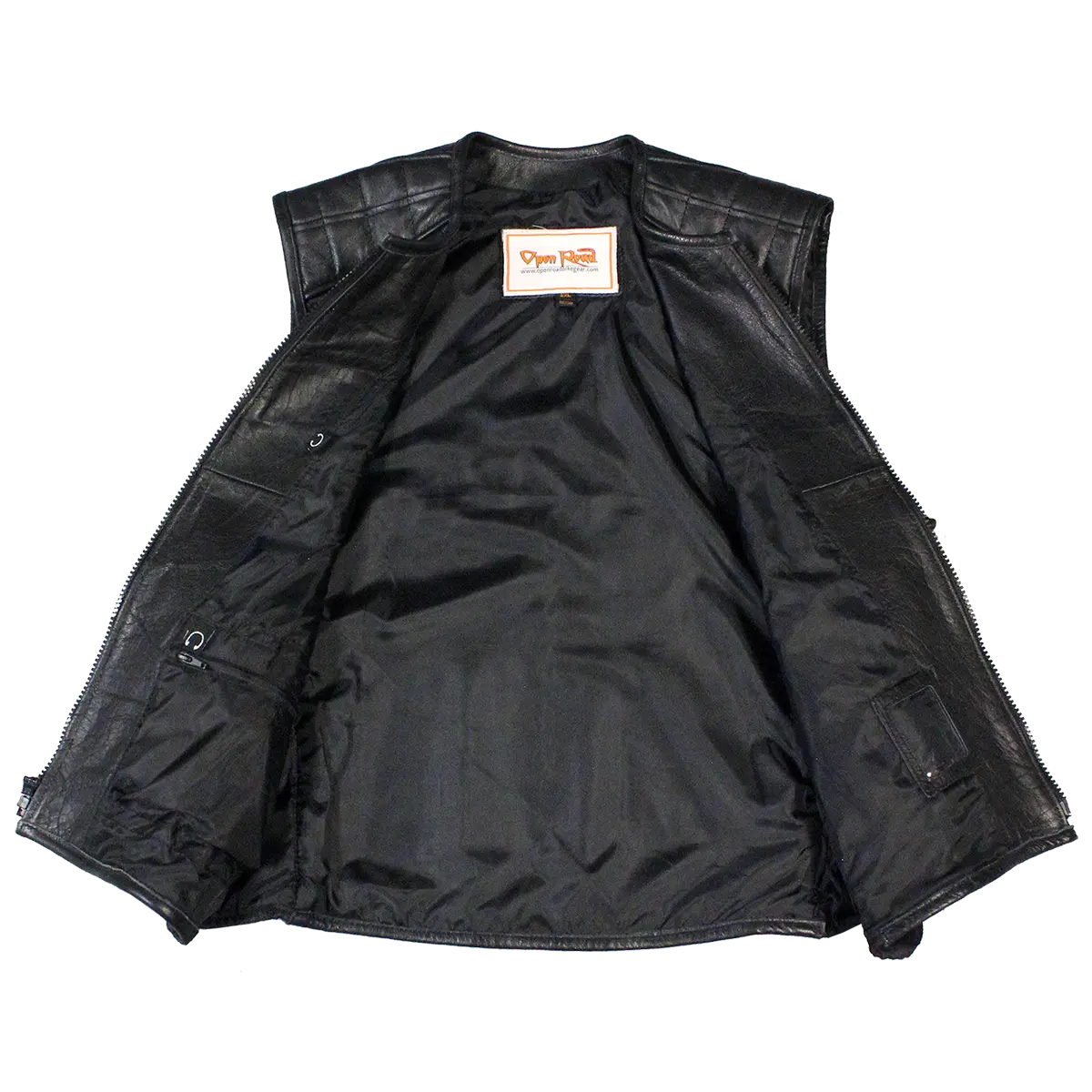 Open Road Men's Zip Up Tactical Leather Vest - Durable Biker Jacket for Motorcycle Riding, Outdoor Adventures & Casual Wear