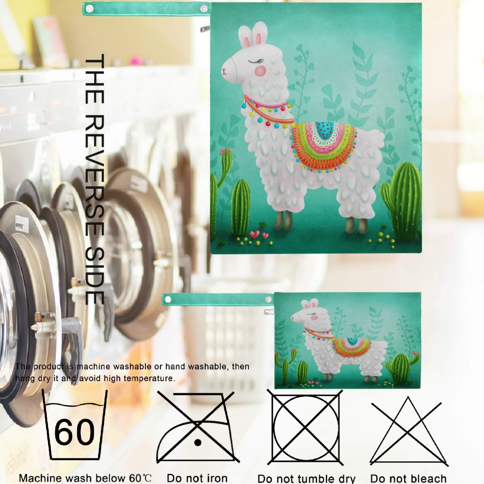 Visesunny 2-Pack Cute Llama Wet Bags with Zippered Pockets - Reusable & Washable Waterproof Storage for Travel, Beach, Pool, Gym | Perfect for Diapers, Swimsuits, Toiletries & Dirty Clothes | Daycare, Stroller & Sports Essentials