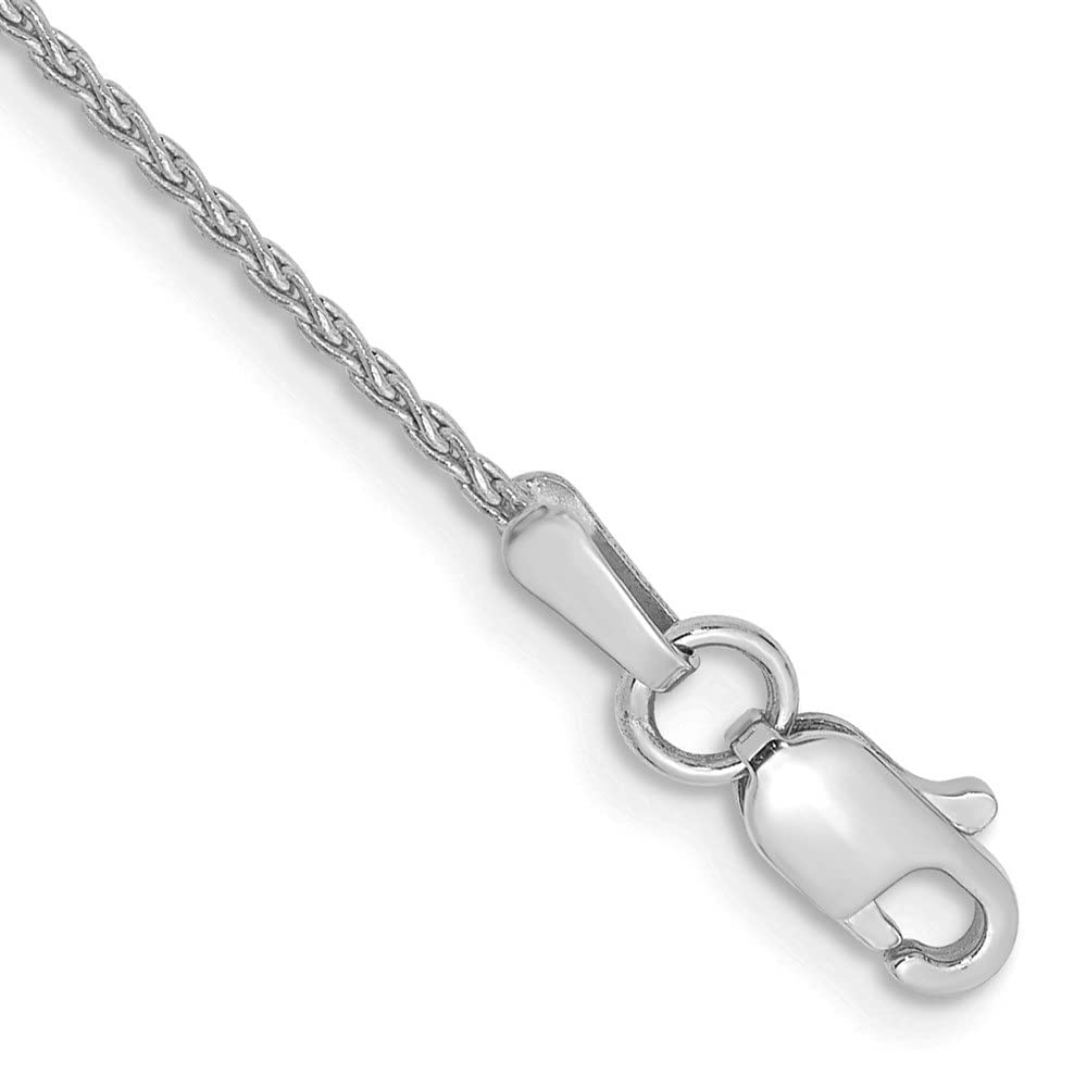 14K White Gold 1.2mm Parisian Wheat Chain Anklet for Men & Women - Diamond2Deal | Elegant Ankle Bracelet for Everyday Wear, Date Nights & Special Occasions