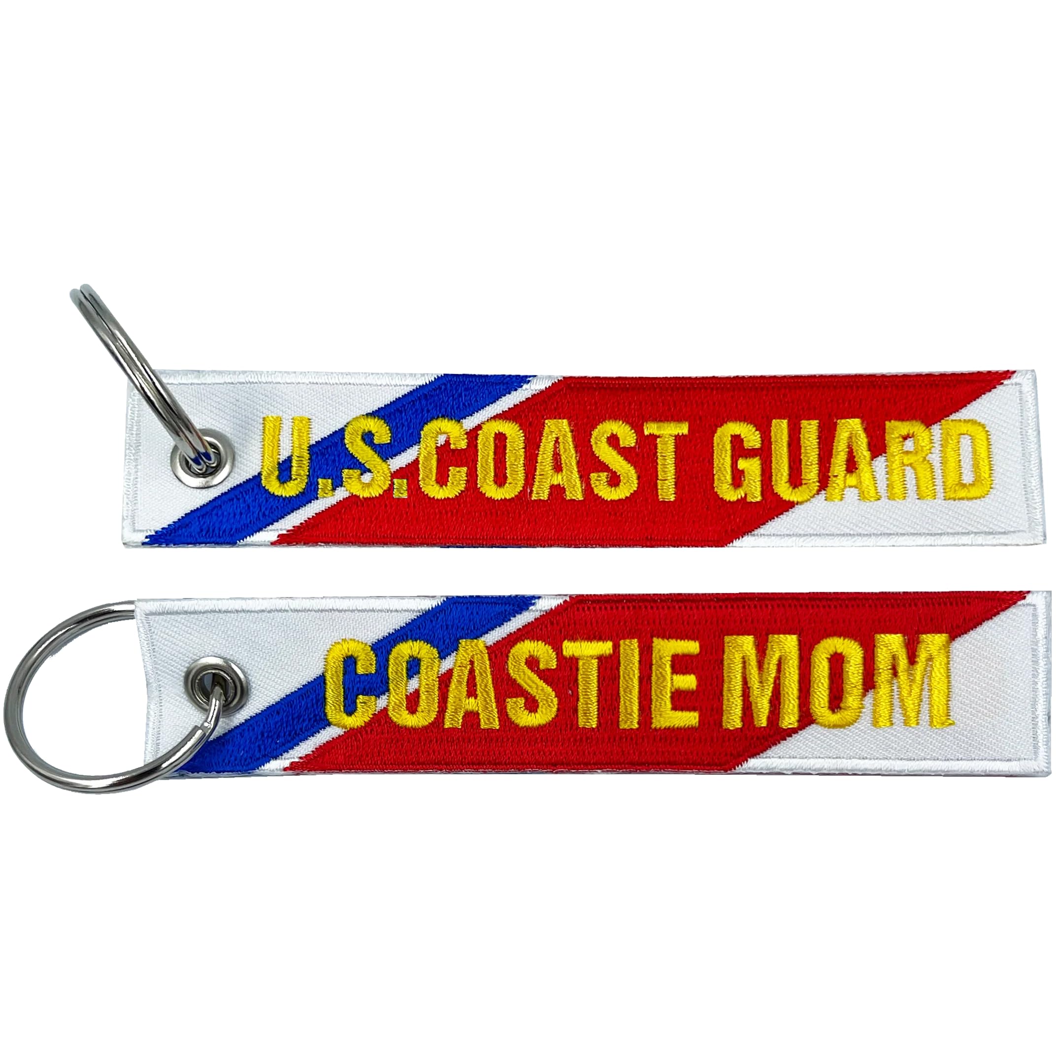 Custom USCG Embroidered Coast Guard Challenge Coin & Keychain - BL16-024 | Patriotic Mom Gift, Military Luggage Tag, Law Enforcement Accessories for Travel, Duty & Everyday Carry