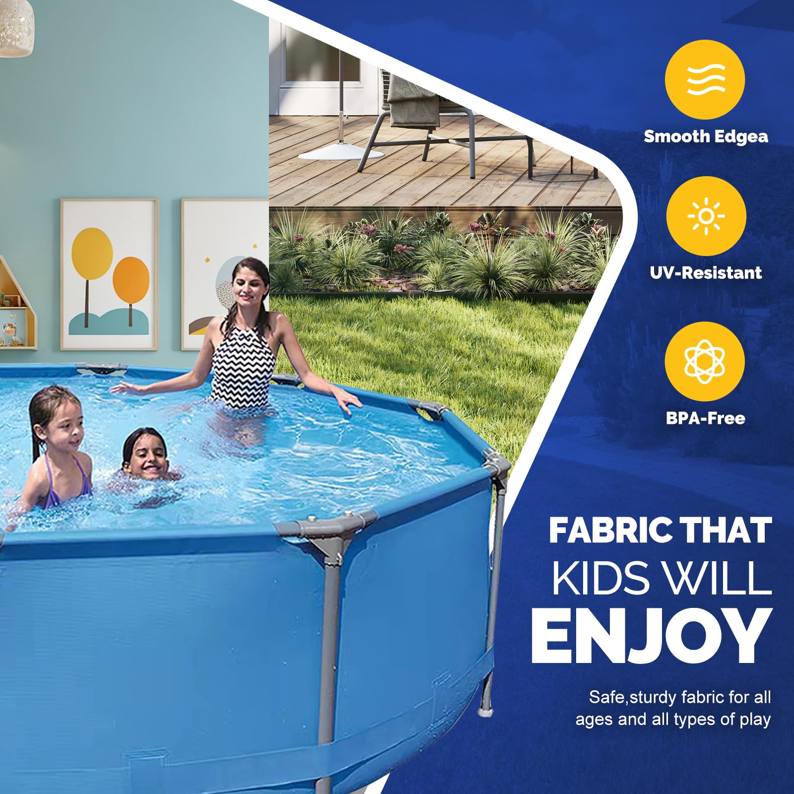 DIMAR GARDEN 10ft x 30in Above Ground Steel Frame Round Swimming Pool for Backyard, Outdoor Family Fun & Summer Relaxation