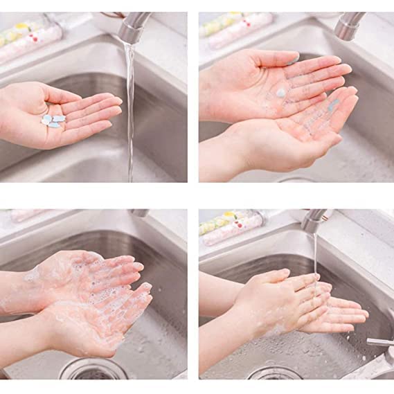 Portable Paper Soap Bottle for Hand Washing - Multi-Design Travel Soap Sheets (Pack of 6) | Eco-Friendly, Soft Bath Solution for Camping, Hiking & On-the-Go Hygiene
