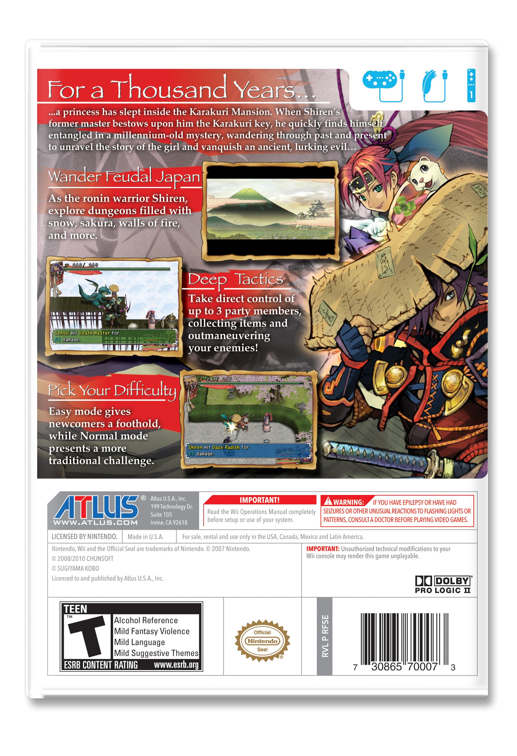Shiren The Wanderer: The Tower of Fortune and the Dice of Fate - Nintendo Wii Classic RPG Game for Adventure Lovers | Perfect for Retro Gaming Nights and JRPG Fans