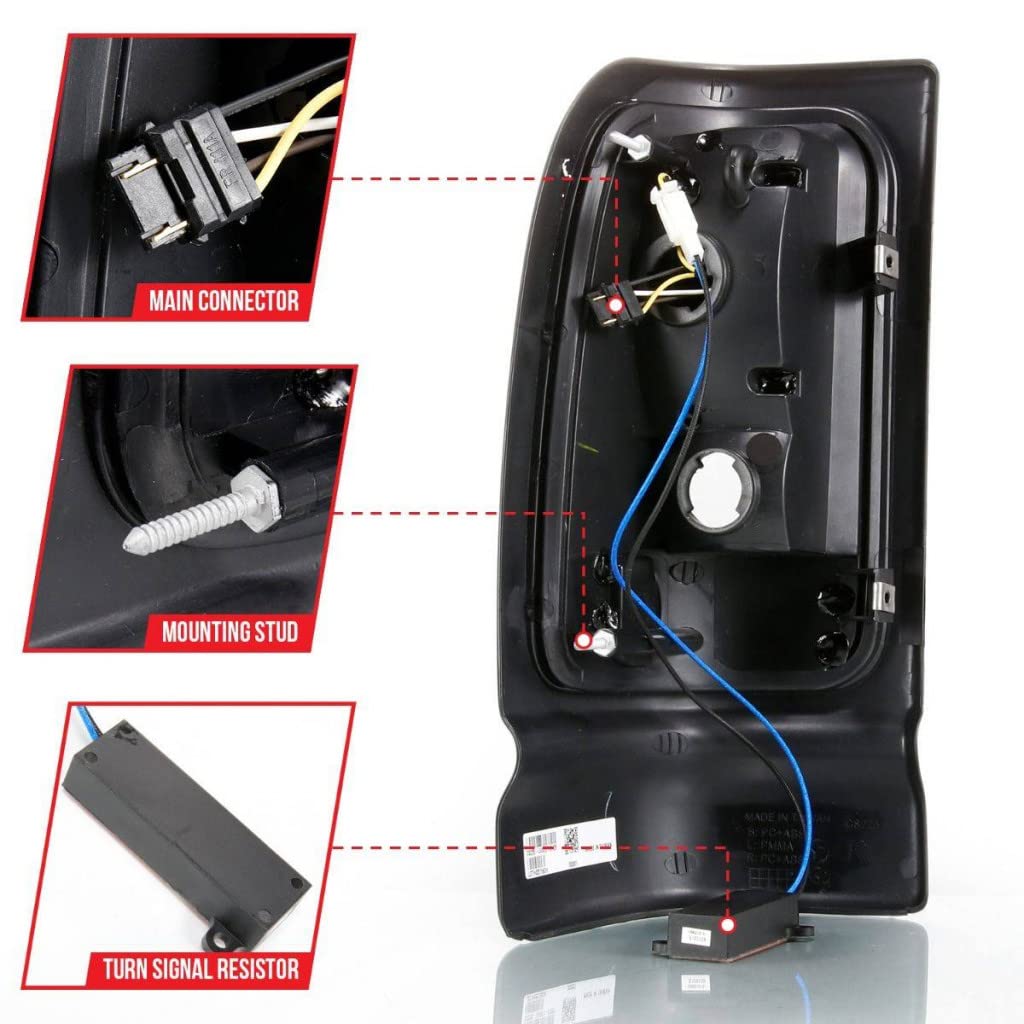 ANZO LED Tail Lights for Dodge Ram 3500 (1994-2002) - Black Plank Style with Clear Lens | Part #311339 | Upgrade for Enhanced Visibility & Style