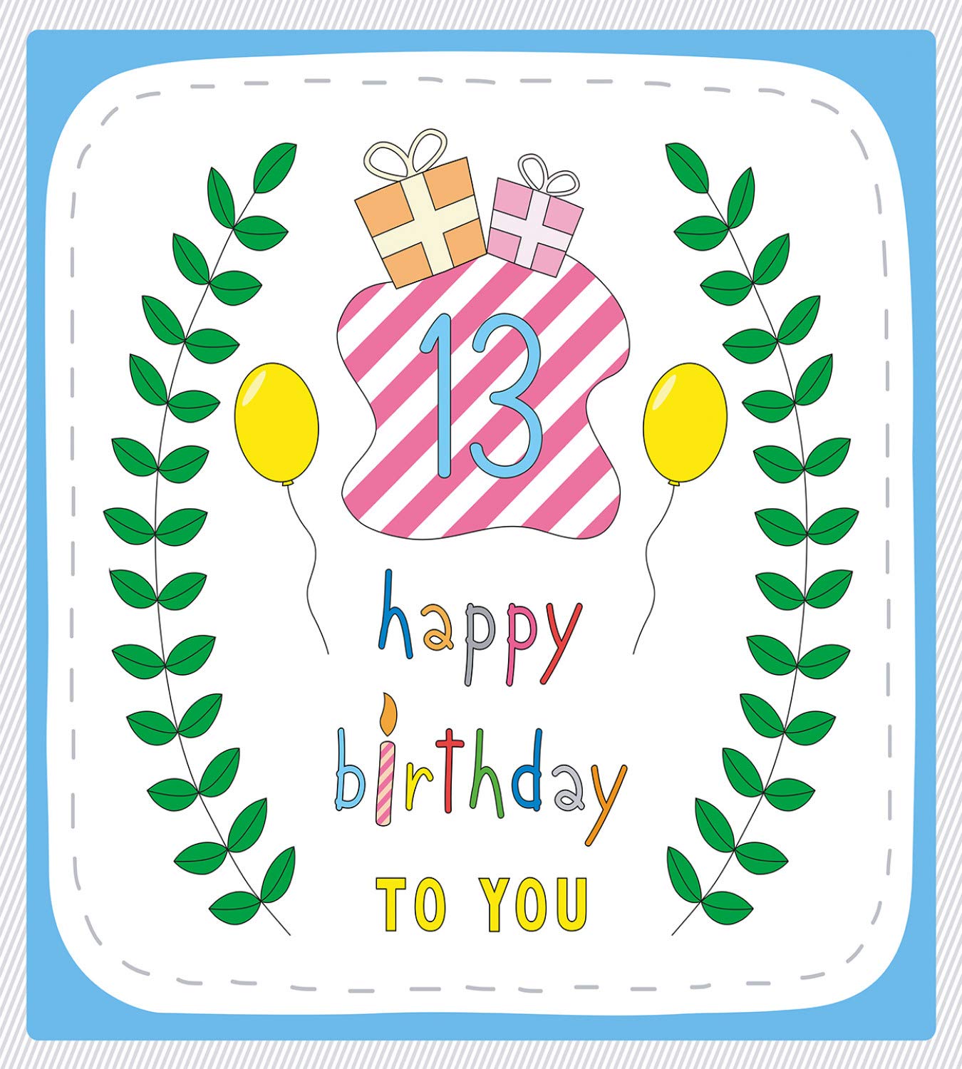 Ambesonne 13th Birthday Duvet Cover Set | Pastel Hand-Drawn Leaves, Balloons & Gifts Design | 3-Piece California King Bedding Set with 2 Pillow Shams | Perfect for Teen Bedrooms, Birthday Gifts & Room Decor