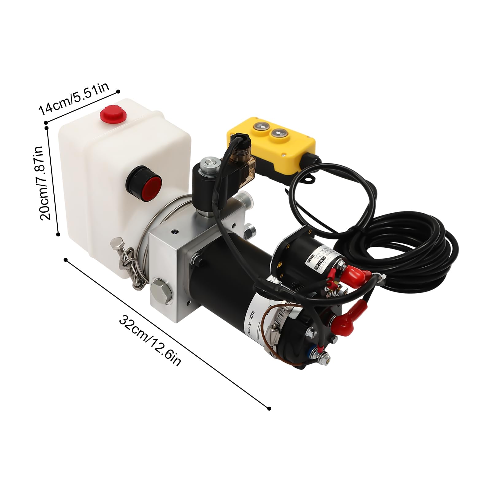 800W 12V DC Hydraulic Power Unit with Remote Control - 1.67 Quart Single Acting Hydraulic Pump with Oil Reservoir for Dump Trailers, Car Lifting, Log Splitters & Heavy Equipment Maintenance (Ideal for Automotive Repair & Farm Use)