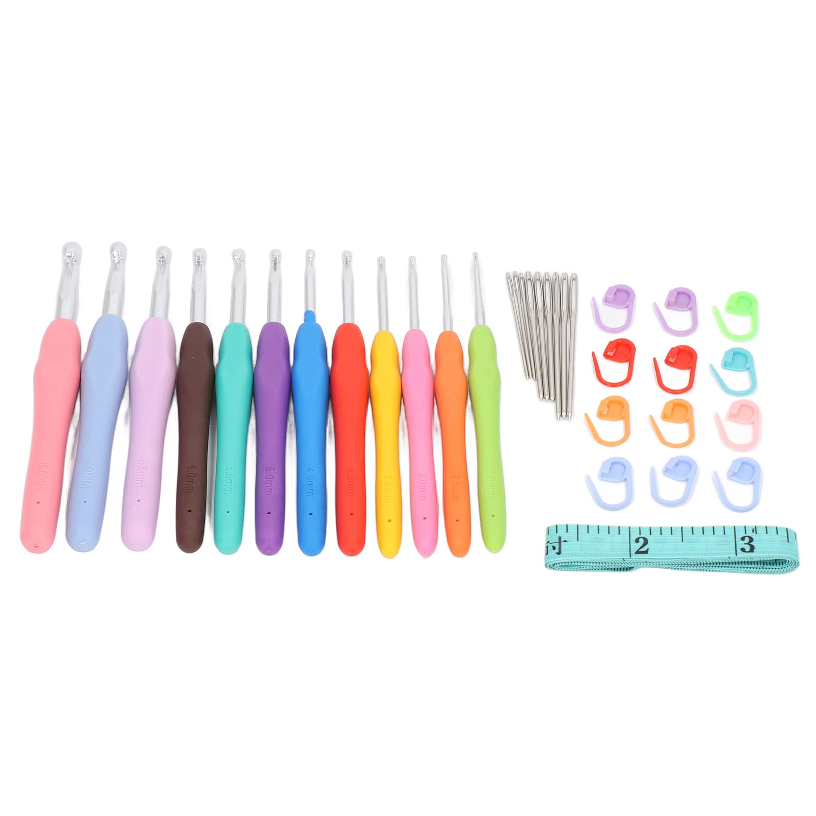 Premium Knitting Needles Set with Soft TPR Handles - Ergonomic Aluminum & Plastic Crochet Hooks - Marked Sizes for Blankets, Towels & DIY Crafts - Perfect for Knitting, Crocheting & Handmade Projects