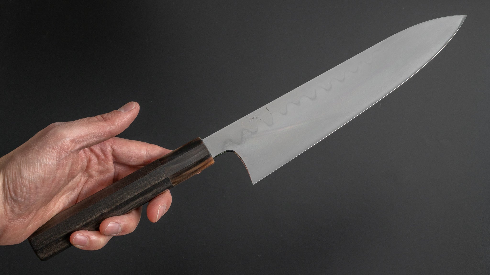 Hitohira Togashi Yohei White #1 Mizu Honyaki Gyuto 240mm Japanese Chef Knife with Taihei Ebony Handle & Saya (#044) - Premium Kitchen Knife for Professional Chefs & Cooking Enthusiasts