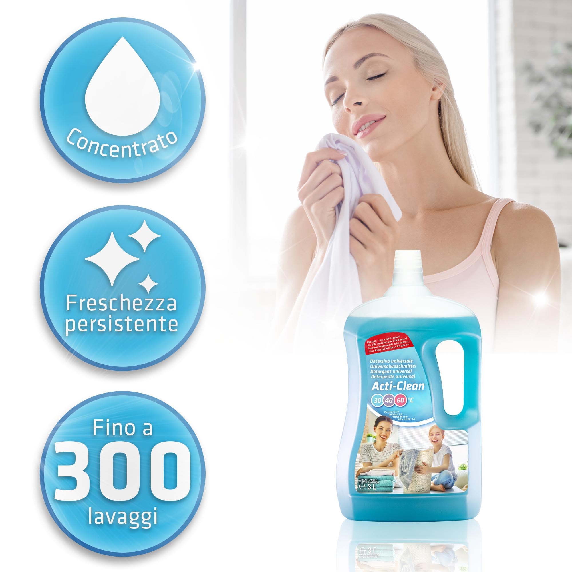 Wimex® Acti-clean Hand & Machine Laundry Detergent - Super Concentrated (Up to 300 Washes) with Dosing Ball - 3L - Perfect for Travel, Camping & Everyday Laundry