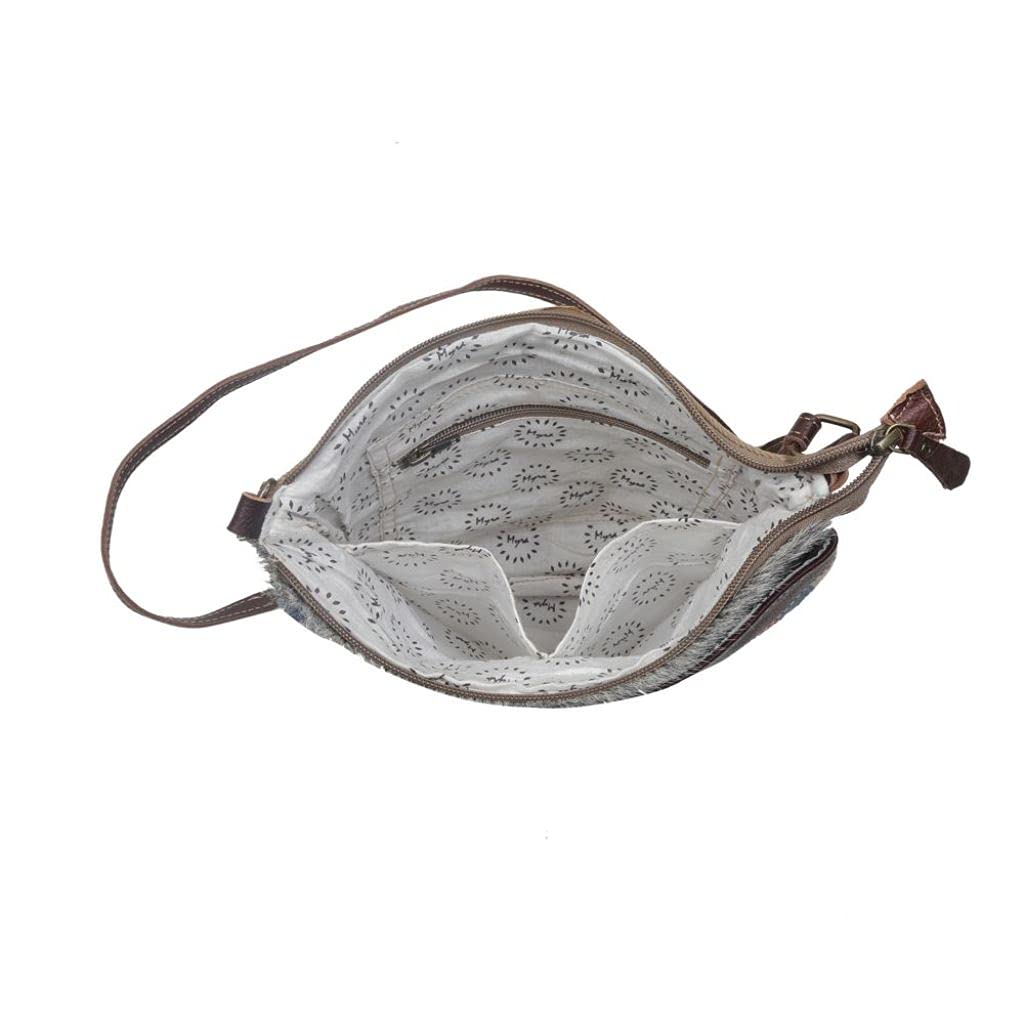 Bohemian Crossbody Bag - Upcycled Cotton & Cowhide Leather for Travel & Daily Use