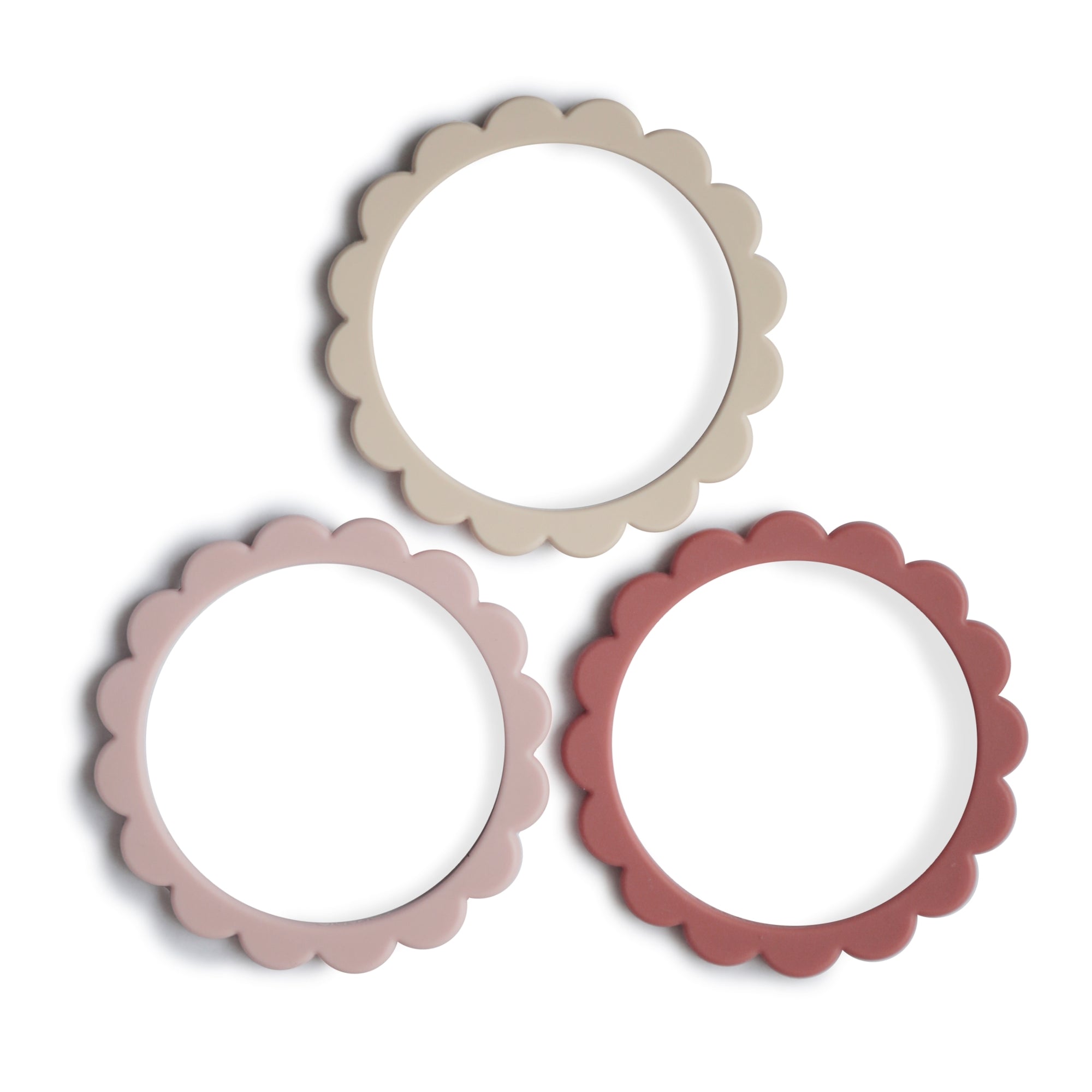Organic Flower Teething Bracelet for Babies - 3 Pack Set - Safe & Soft Chewable Jewelry for Soothing Sore Gums - Perfect for Nursing, Travel & Playtime