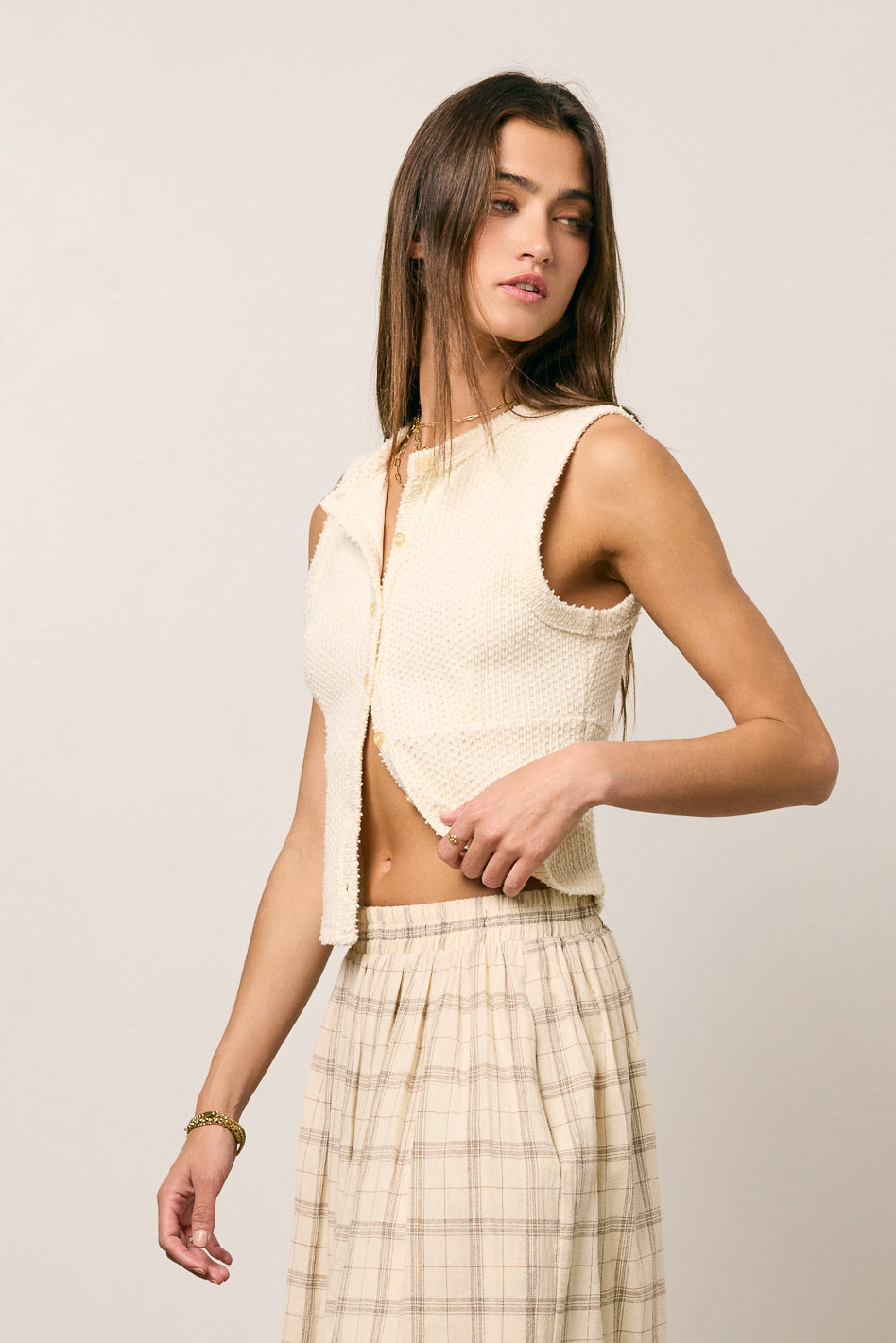 Griffin Knit Tank Top for Women - Soft Cream Ribbed Sleeveless Shirt | Perfect for Summer, Beach, and Casual Outfits