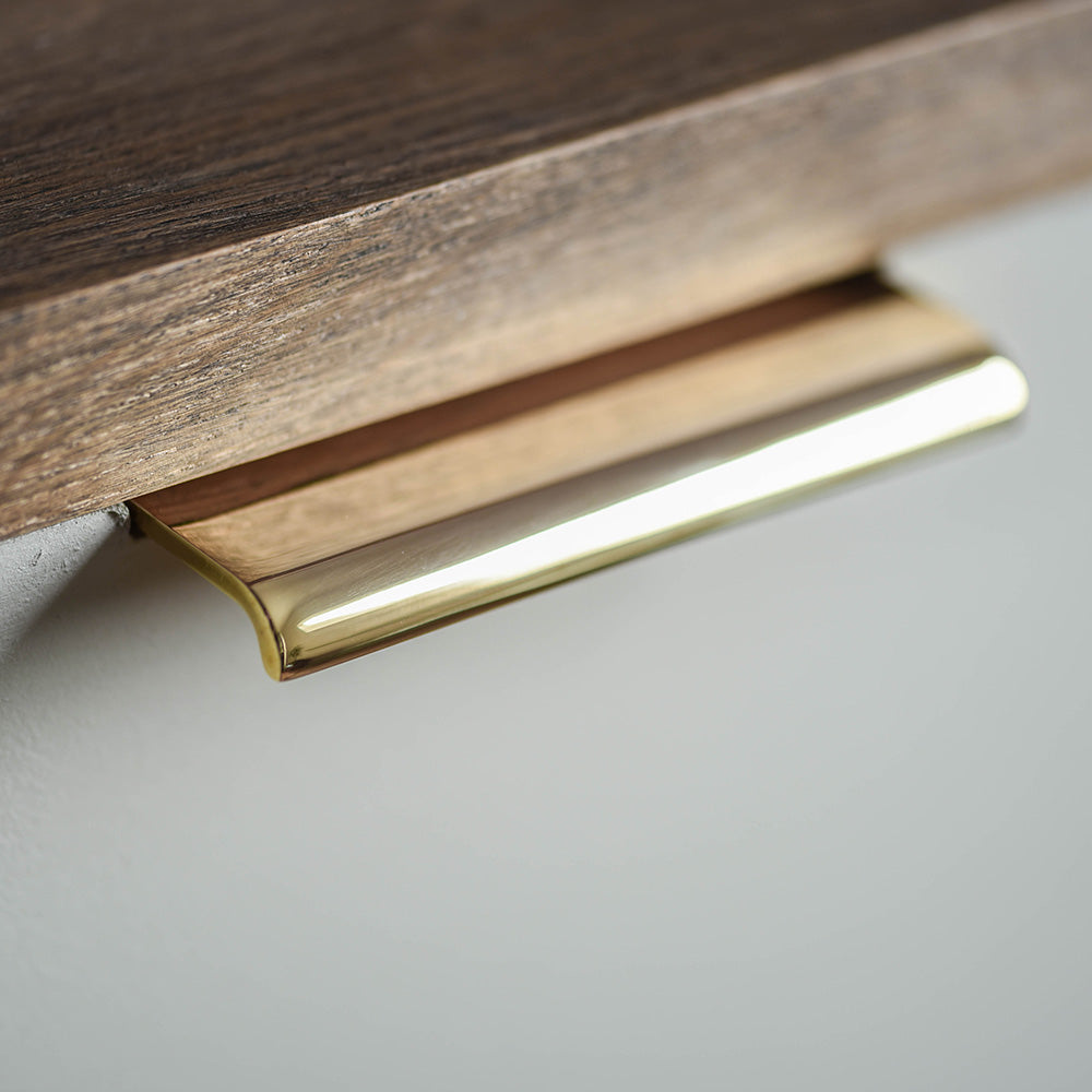 Polished Brass Curved Edge Pull Handle - Elegant Cabinet & Drawer Hardware for Kitchen, Bathroom & Furniture - Perfect for Modern Home Decor