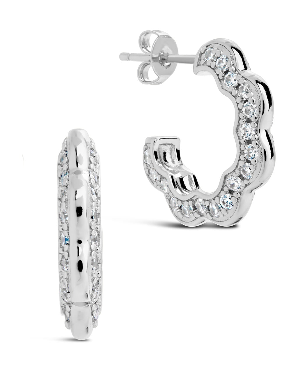 Marisole CZ Rose Petal Hoop Earrings - 925 Sterling Silver Cubic Zirconia Floral Dangle Earrings for Women | Perfect for Weddings, Date Nights & Special Occasions