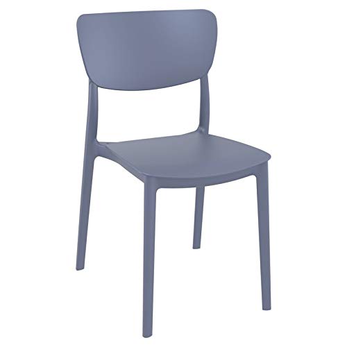 Pemberly Row Modern Outdoor Dining Chair - Dark Gray Weather-Resistant Patio Furniture for Garden, Deck, and Poolside Use