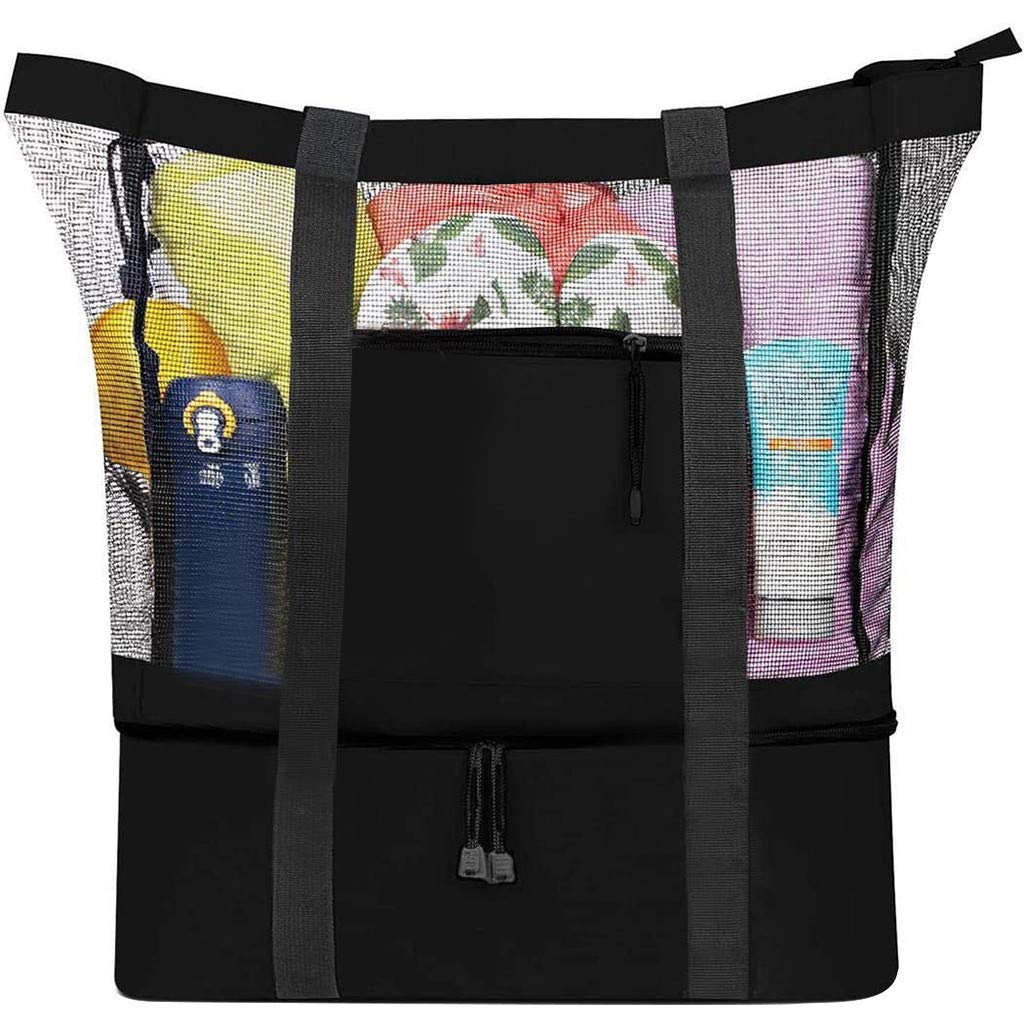 Ypfxvk Large Mesh Beach Tote Bag with Detachable Cooler - Oversized Waterproof Pool Bag for Picnic, Camping, Travel & Outdoor Activities | Perfect for Beach Days, Grocery Shopping & Summer Adventures