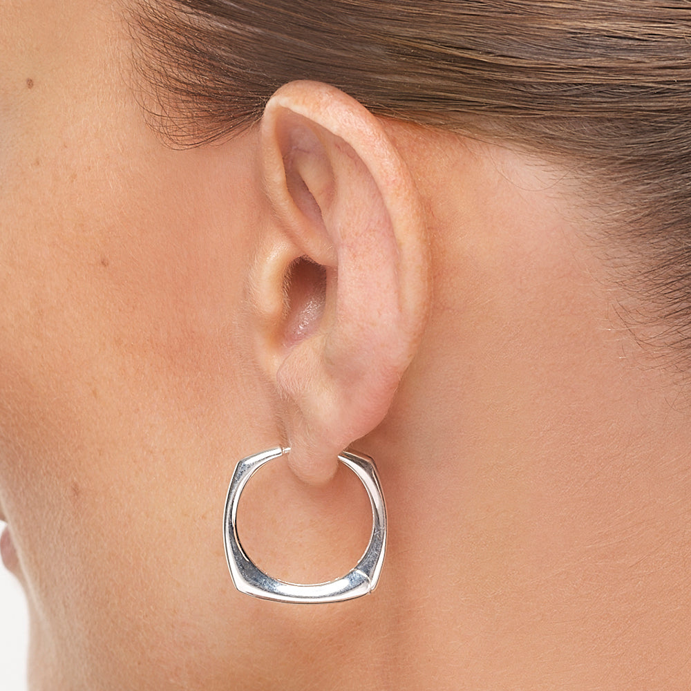 Sterling Silver Maxi Square Edge Hoops - Elegant Statement Earrings for Women | Perfect for Parties, Weddings & Everyday Wear