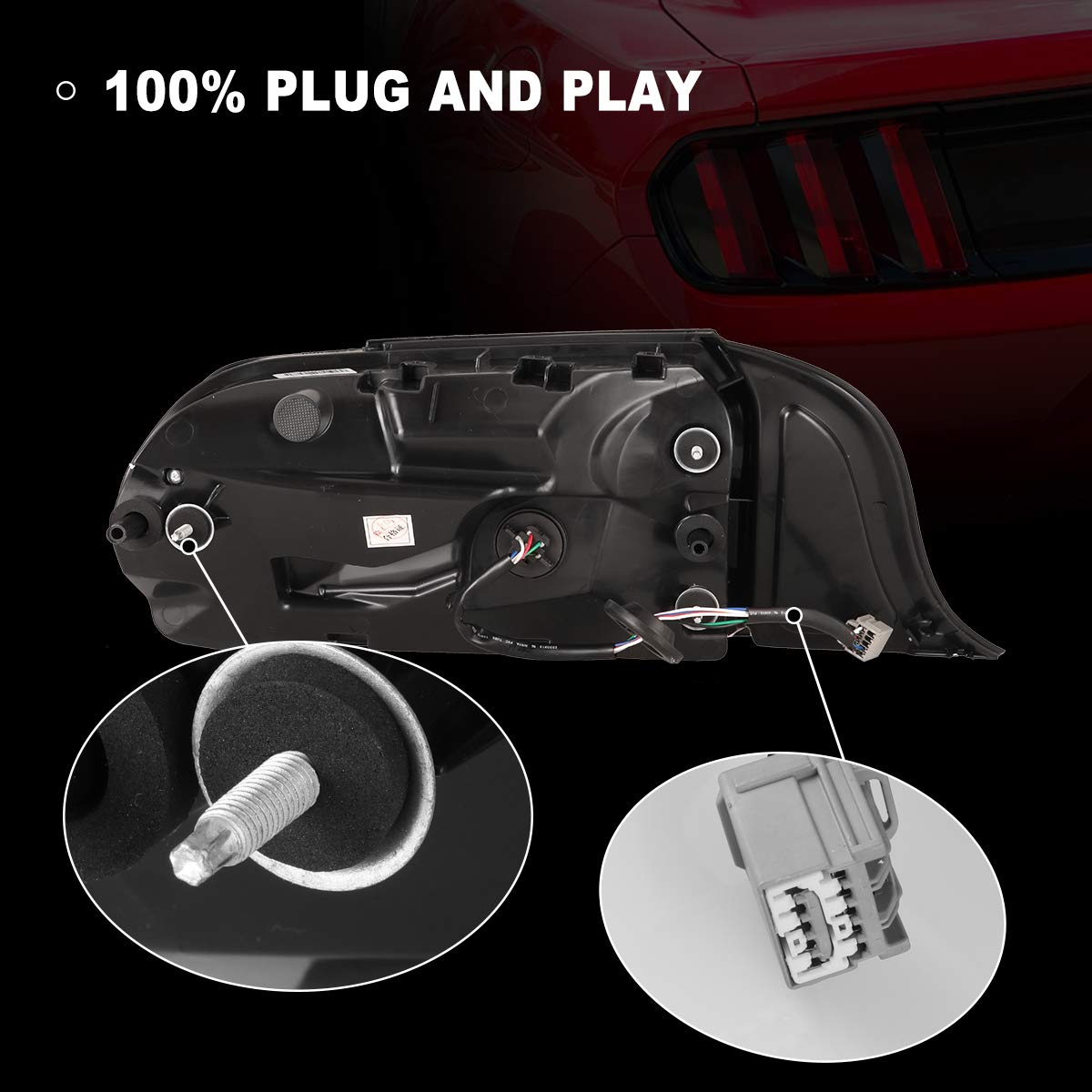 Nixon Offroad LED Tail Lights Assembly for 2015-2023 Ford Mustang - Euro Style Sequential Turn Signals, LED Brake Lights & DRL - Clear Lens (Driver & Passenger Sides) - Perfect for Night Driving & Car Customization