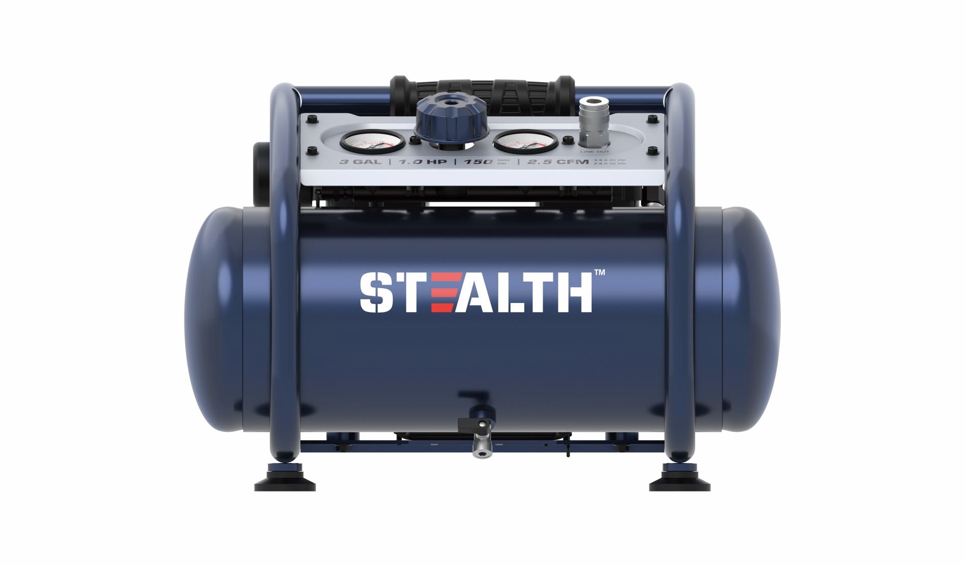 Stealth 3 Gallon Air Compressor - Portable & Quiet for Home DIY, Nail Guns, Inflating Tires & Sports Equipment