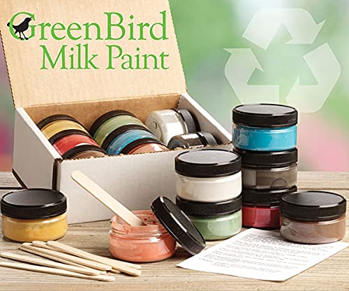 BestNest GreenBird Club - Pack of 6 Eco-Friendly Wooden Bird Houses with Non-Toxic Milk Paint Powders for Garden, Backyard & Outdoor Decoration - Attract Wild Birds Naturally
