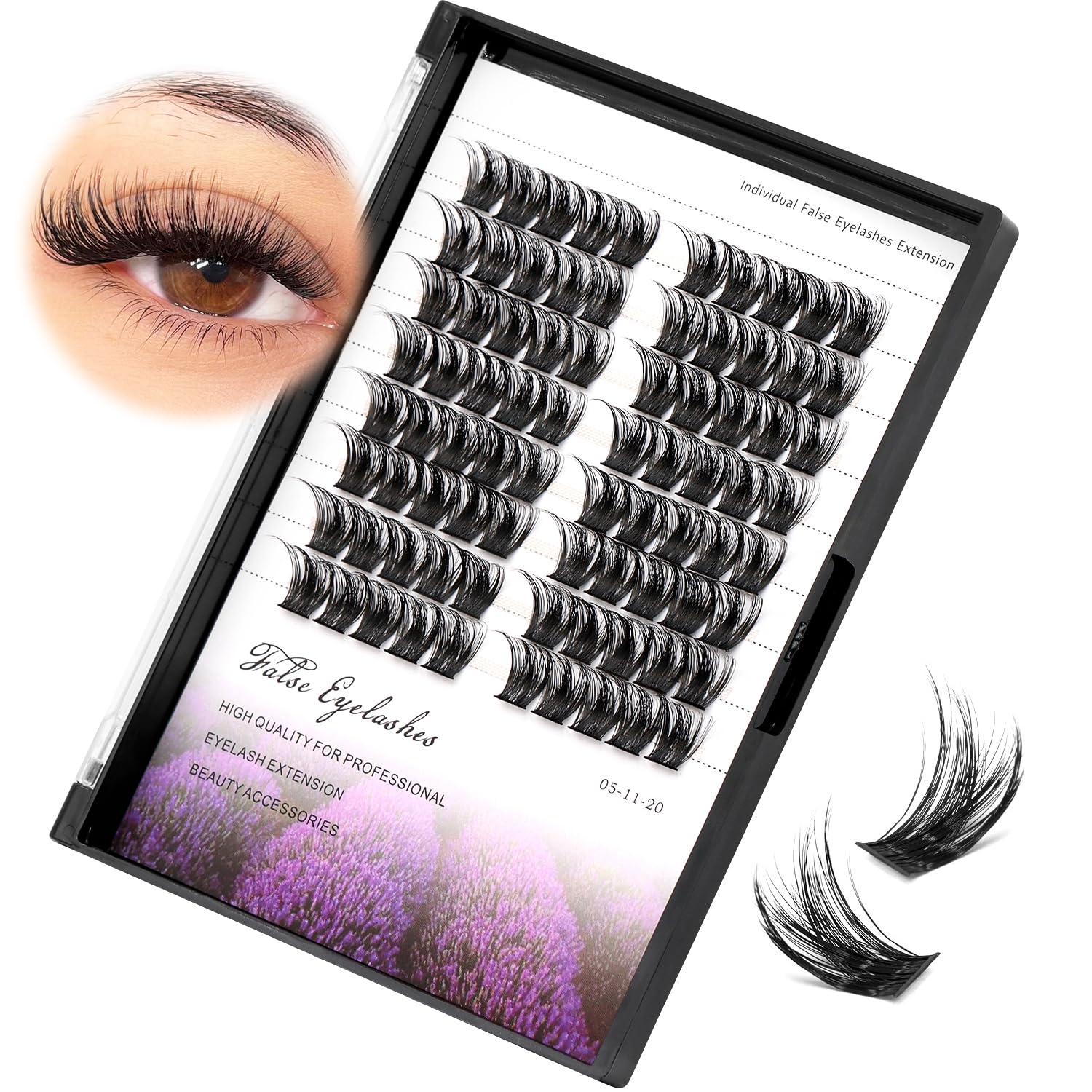 80 Pairs 0.07mm D Curl False Eyelashes - Extra Thick Dramatic Volume Lashes with Wide Stem (12mm) for DIY Lash Extensions - Perfect for Night Out, Wedding & Special Occasion Makeup