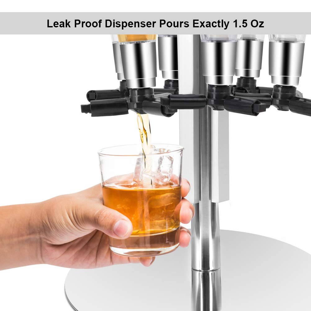Premium 6-Bottle Rotating Liquor Dispenser - Professional Bar Station with Bottle Holder - Perfect for Home Bars, Parties & Restaurants
