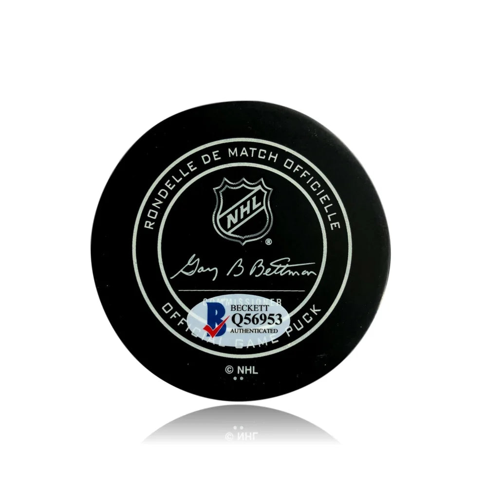 Deryk Engelland Autographed Vegas Golden Knights Authentic NHL On-Ice Hockey Puck with Beckett COA - Perfect for Hockey Memorabilia Collections and Vegas Golden Knights Fans