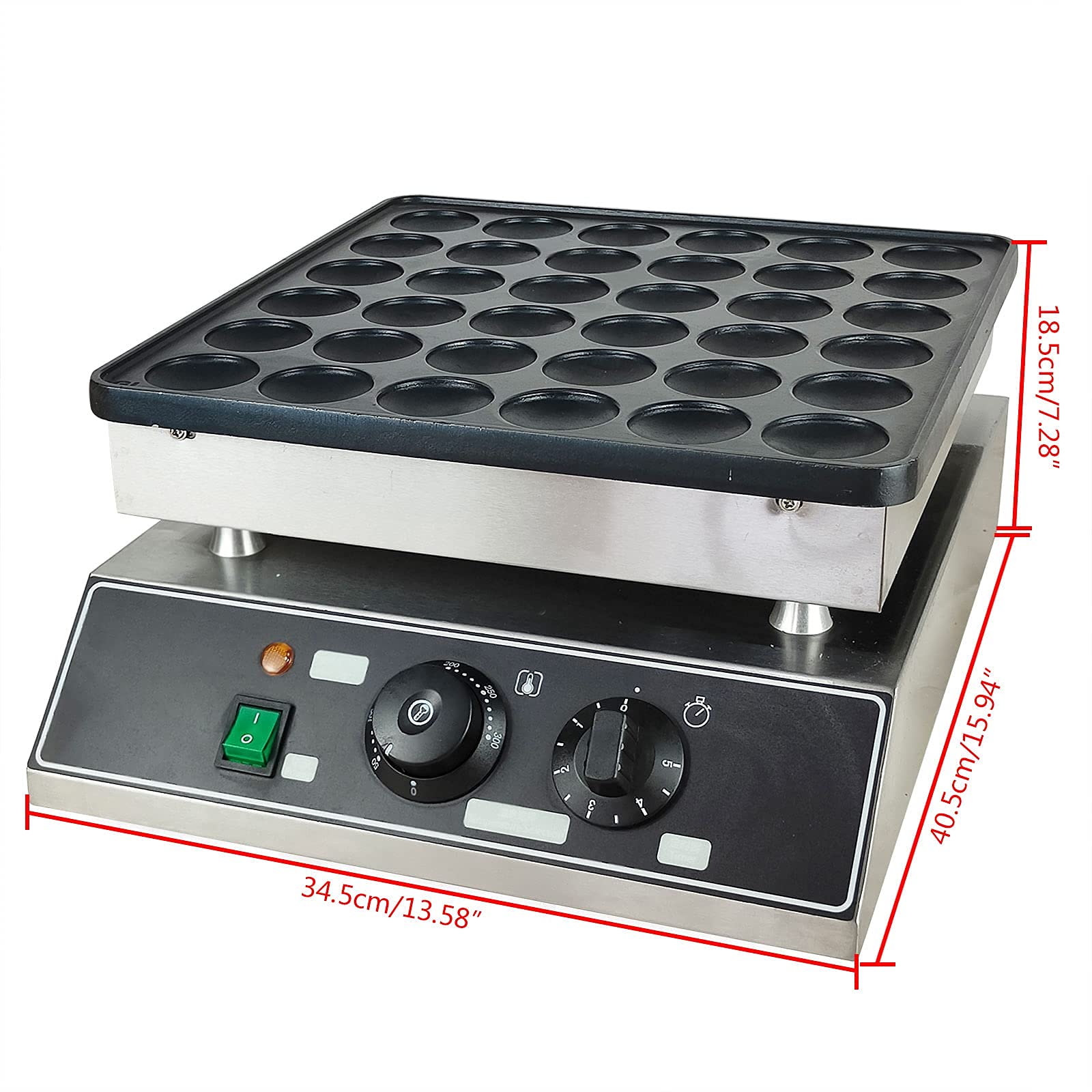 Electric Ice Cream Cone Waffle Maker Machine 1200W - Commercial & Home Use Stainless Steel Nonstick 36-Hole Muffin Baker - Perfect for Dessert Shops, Parties & Family Breakfasts