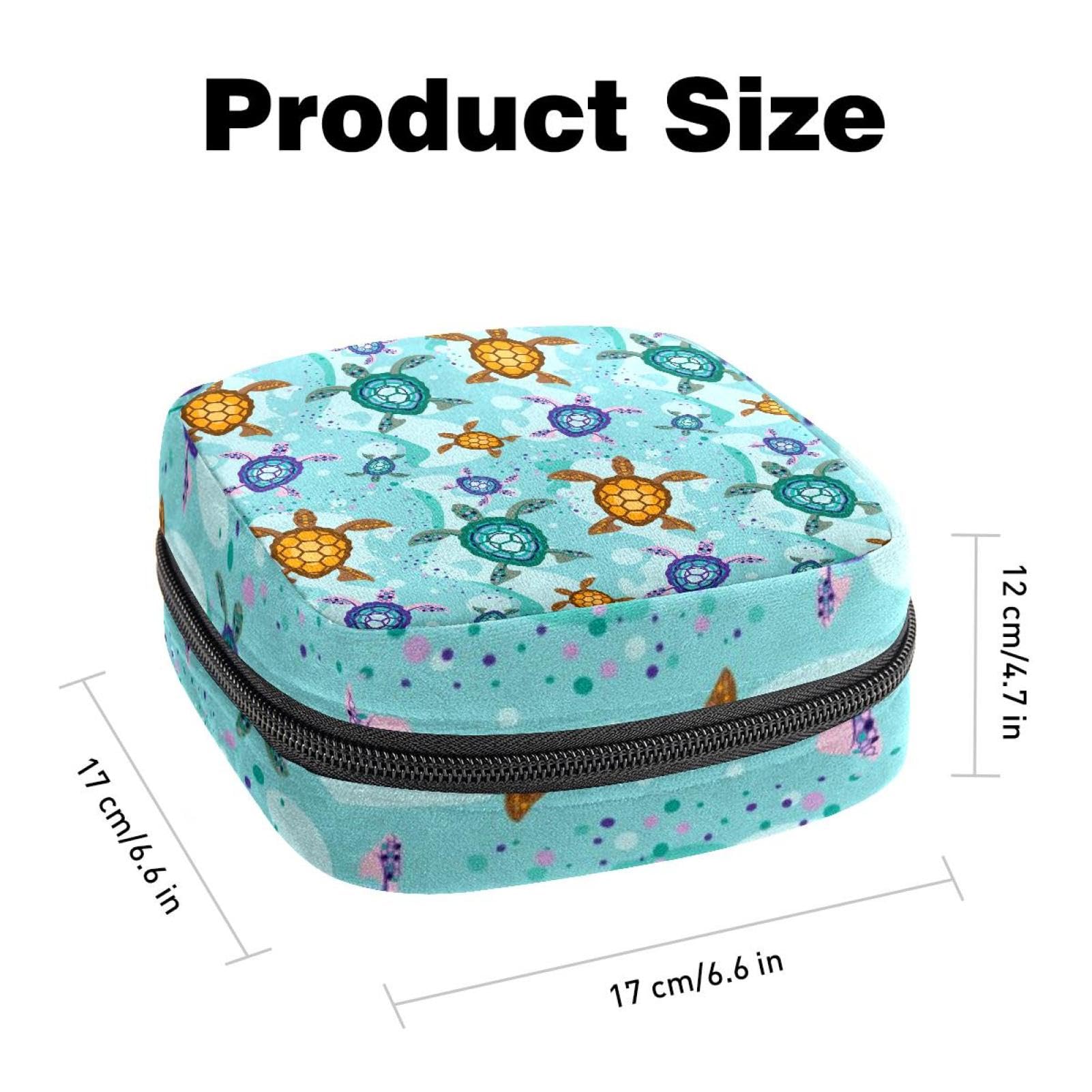 Organic Cotton Menstrual Pouch - Reusable Sanitary Pad & Menstrual Cup Organizer for Women & Teens - Eco-Friendly Travel Storage Bag - Perfect for Gym, Work, or School - Ocean Turtle & Green Water Design