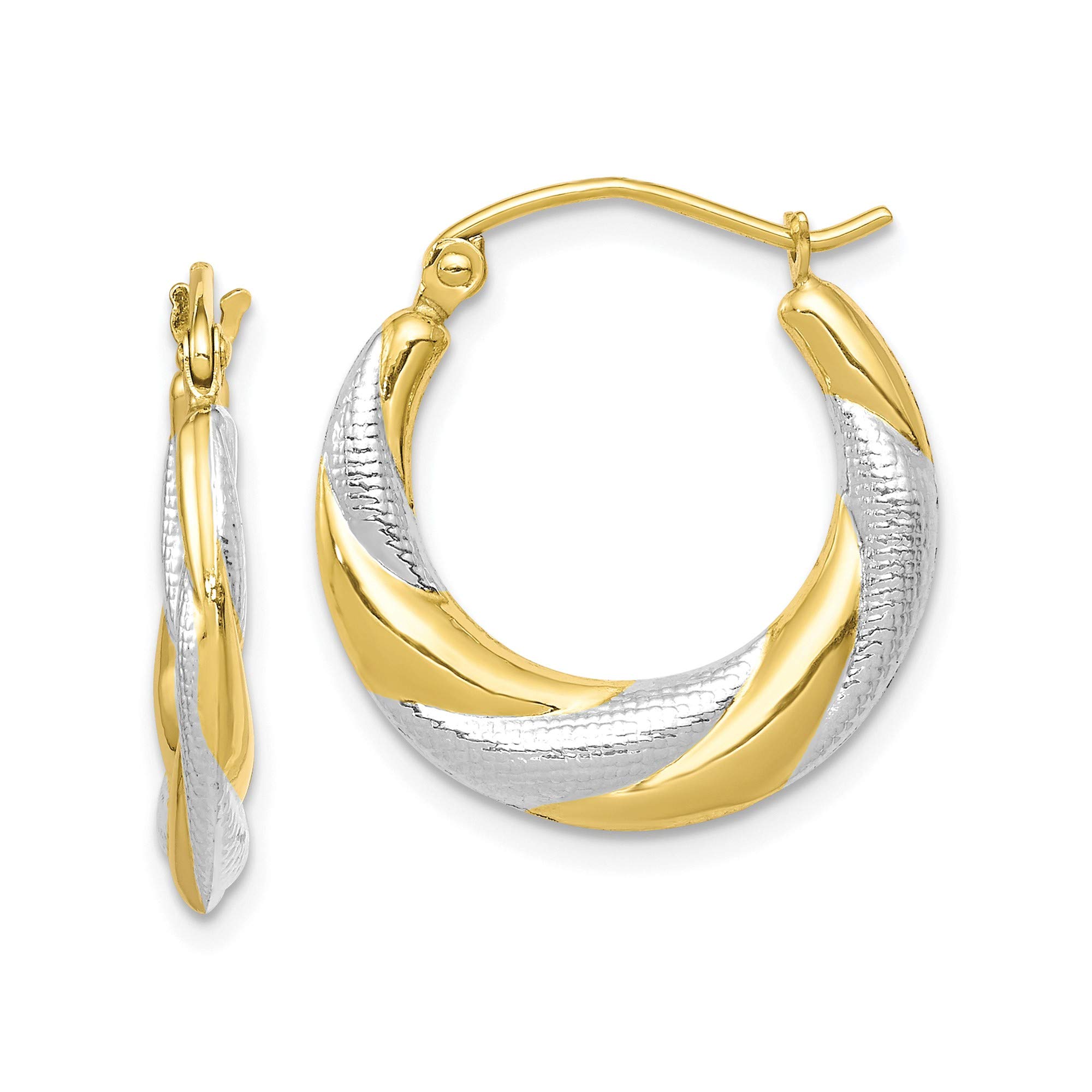 10K Yellow Gold Rhodium Plated Twist Hollow Hoop Earrings for Women - Elegant Dangle Earrings for Party, Wedding & Everyday Wear