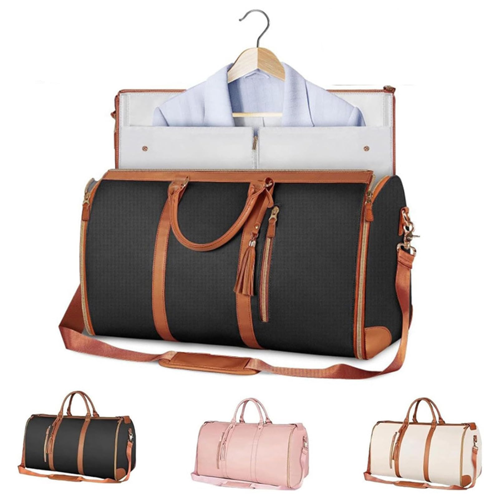 Emmafy Foldable Travel Carry-On & Garment Bag for Business Trips - Black Luggage Organizer for Suits, Dresses & Clothes | Perfect for Airplane, Hotel & Business Travel