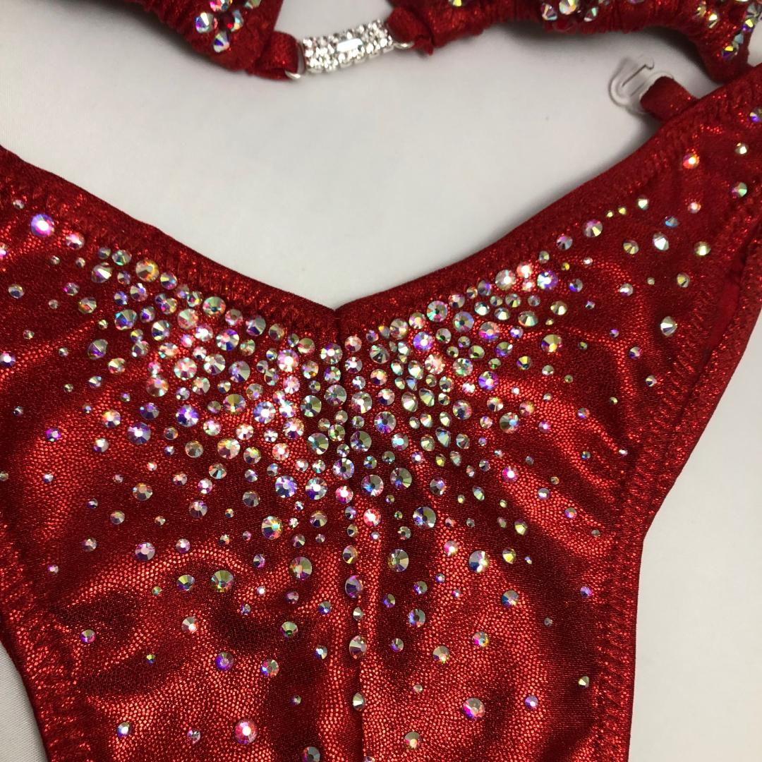 Vampire Red Bikini for NPC IFBB Physique & Figure Competitions - Sexy Competition Swimwear for Bodybuilding & Fitness Shows