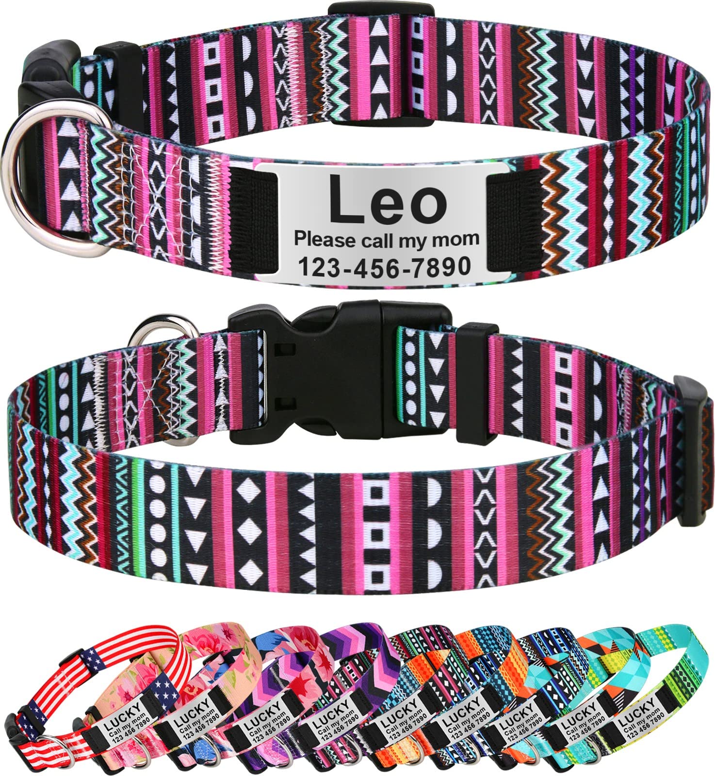 Taglory Unique Designer Soft Dog Collar - Adjustable Western Style Pet Collar for Small, Medium & Large Dogs - Perfect for Training, Walks & Outdoor Adventures
