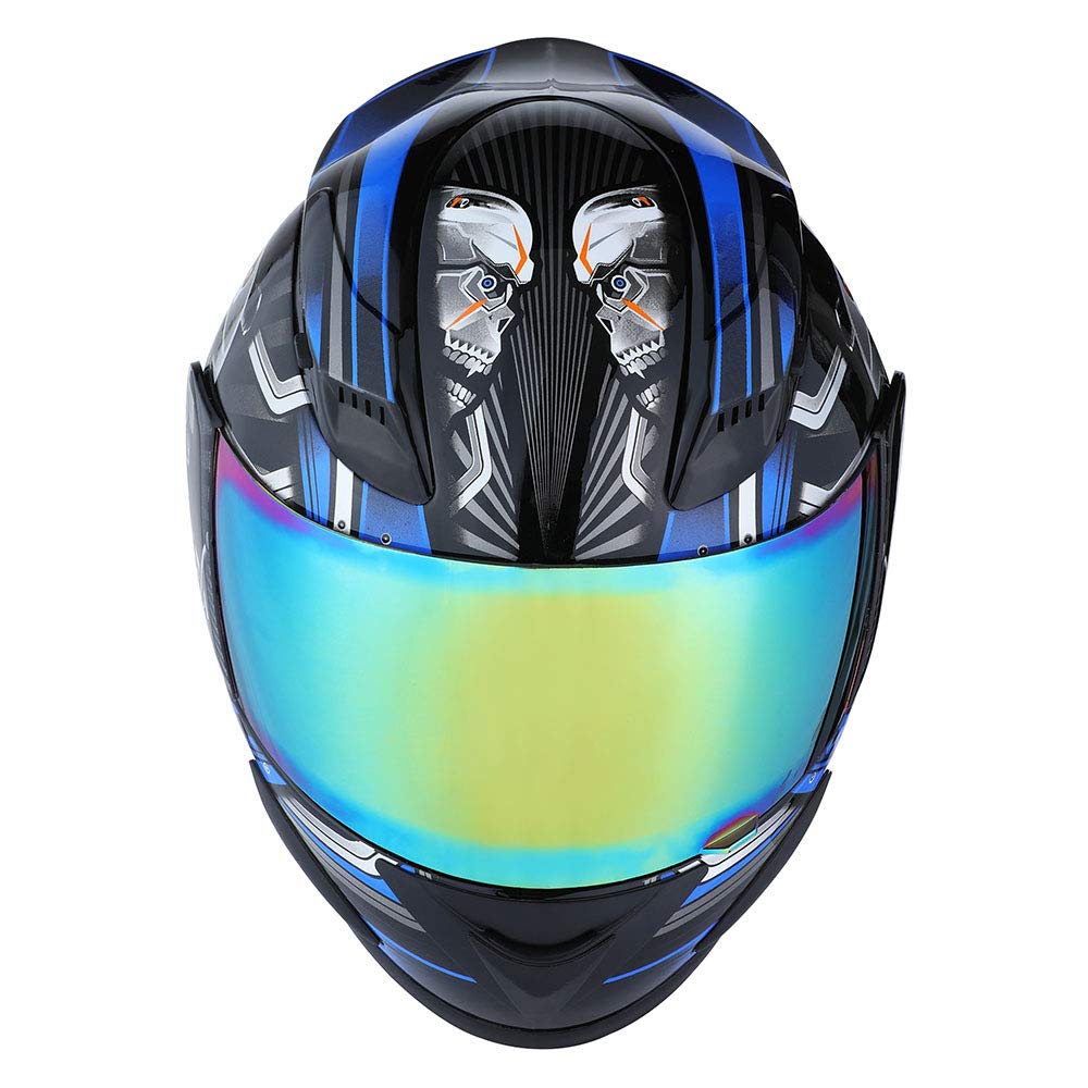 1Storm HJDJ11 Full Face Motorcycle Helmet - DOT Certified Mechanic Skull Design for Men & Women - Ideal for Street Biking, Cruiser Riding & Motorcycle Safety Gear
