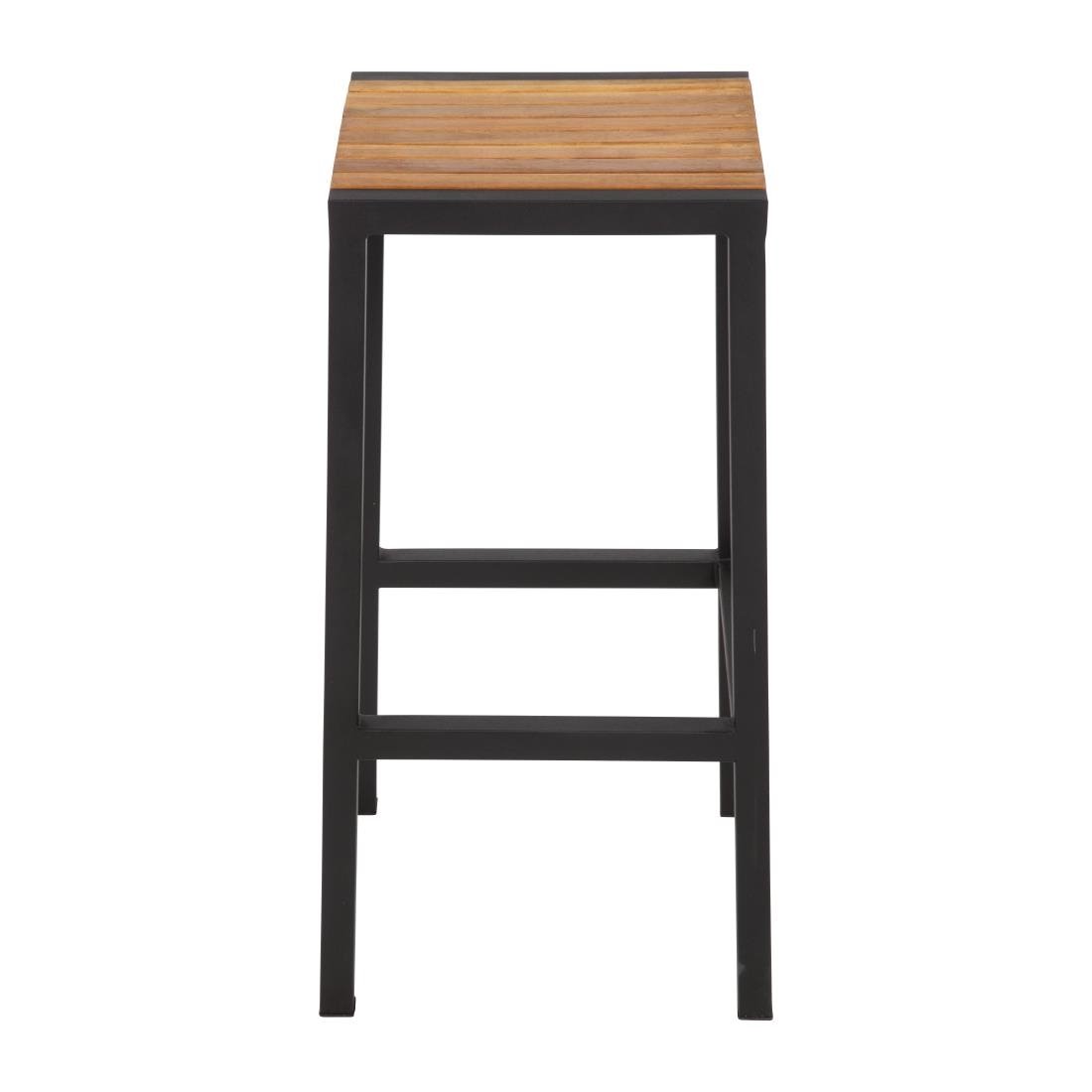 Bolero Black Steel & Acacia Wood Bar Stools (Set of 2) - Modern Counter Height Stools for Kitchen Island, Breakfast Bar & Home Pub - Durable & Stylish Seating for Dining & Entertaining