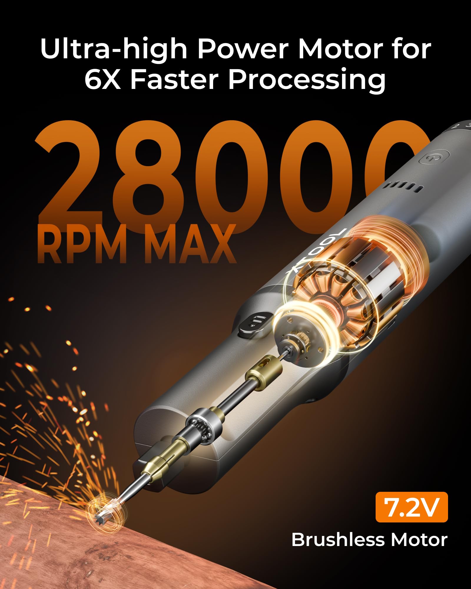 xTool 42-in-1 Cordless Engraving Pen & Rotary Tool Kit - Multi-Purpose Engraver for Metal, Wood, Glass, Plastic - Large Capacity DIY Craft Tool with Mini Sander - Perfect for Jewelry Making, Wood Carving, Glass Etching & Home DIY Projects
