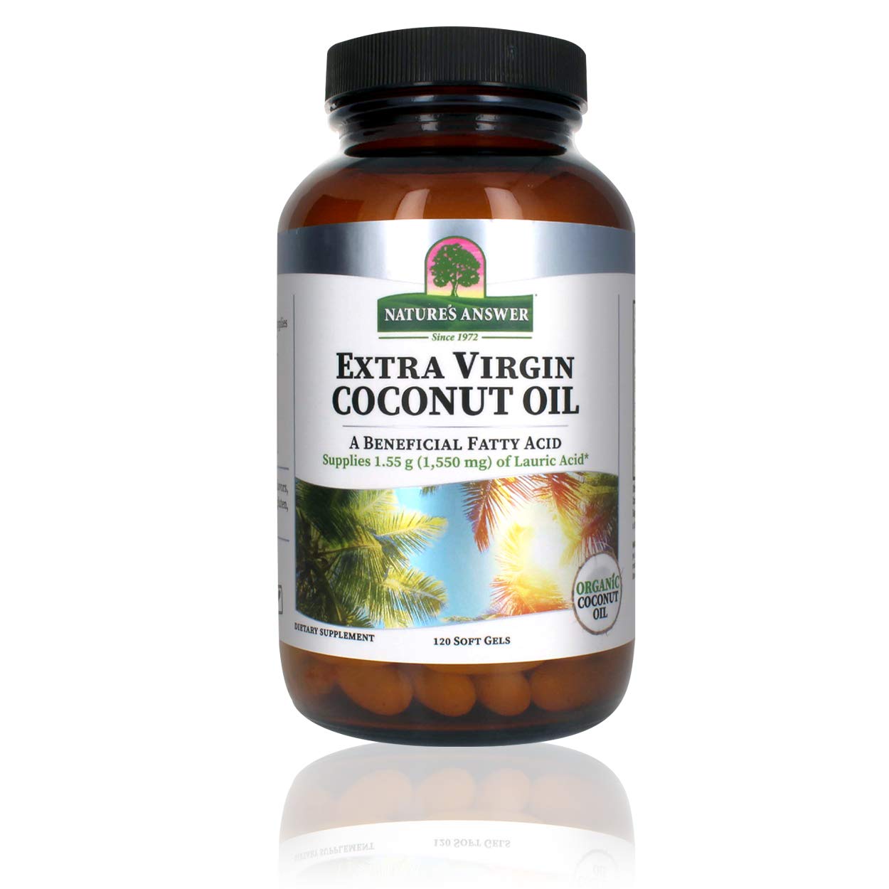 Nature's Answer Organic Extra Virgin Coconut Oil Softgels - 120 Capsules | Non-GMO, Gluten Free, Paleo Friendly | Multi-Purpose Supplement for Hair, Skin & Body Moisturizing | Perfect for Daily Wellness & Beauty Routine