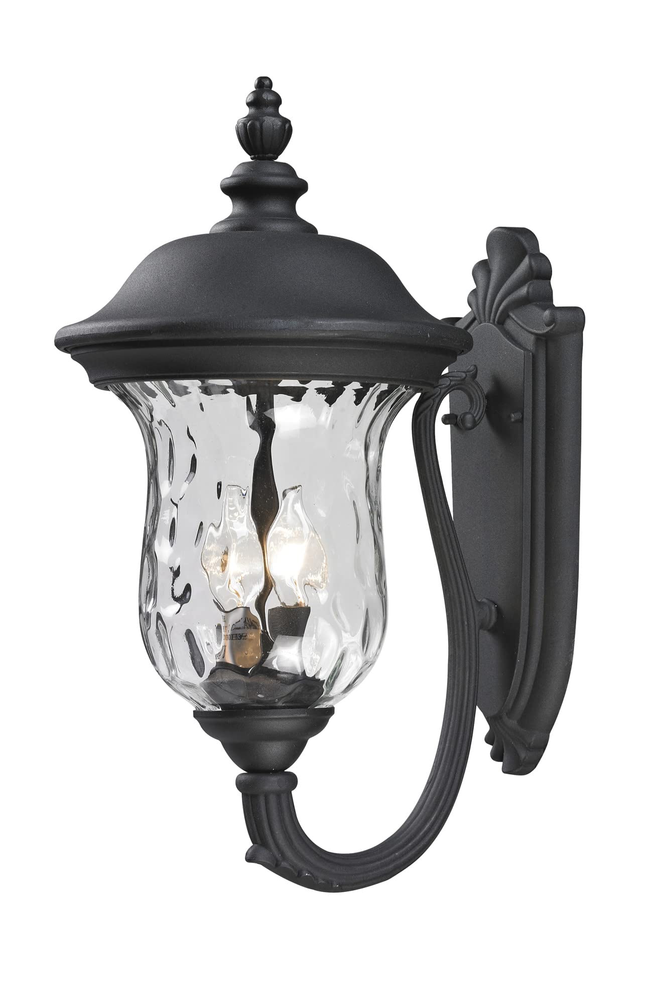 Z-Lite 533M-BK Armstrong Outdoor Wall Light - Black Aluminum Frame with Clear Water Glass Shade - Durable Weatherproof Exterior Lighting for Porch, Patio, Garden, and Entryway
