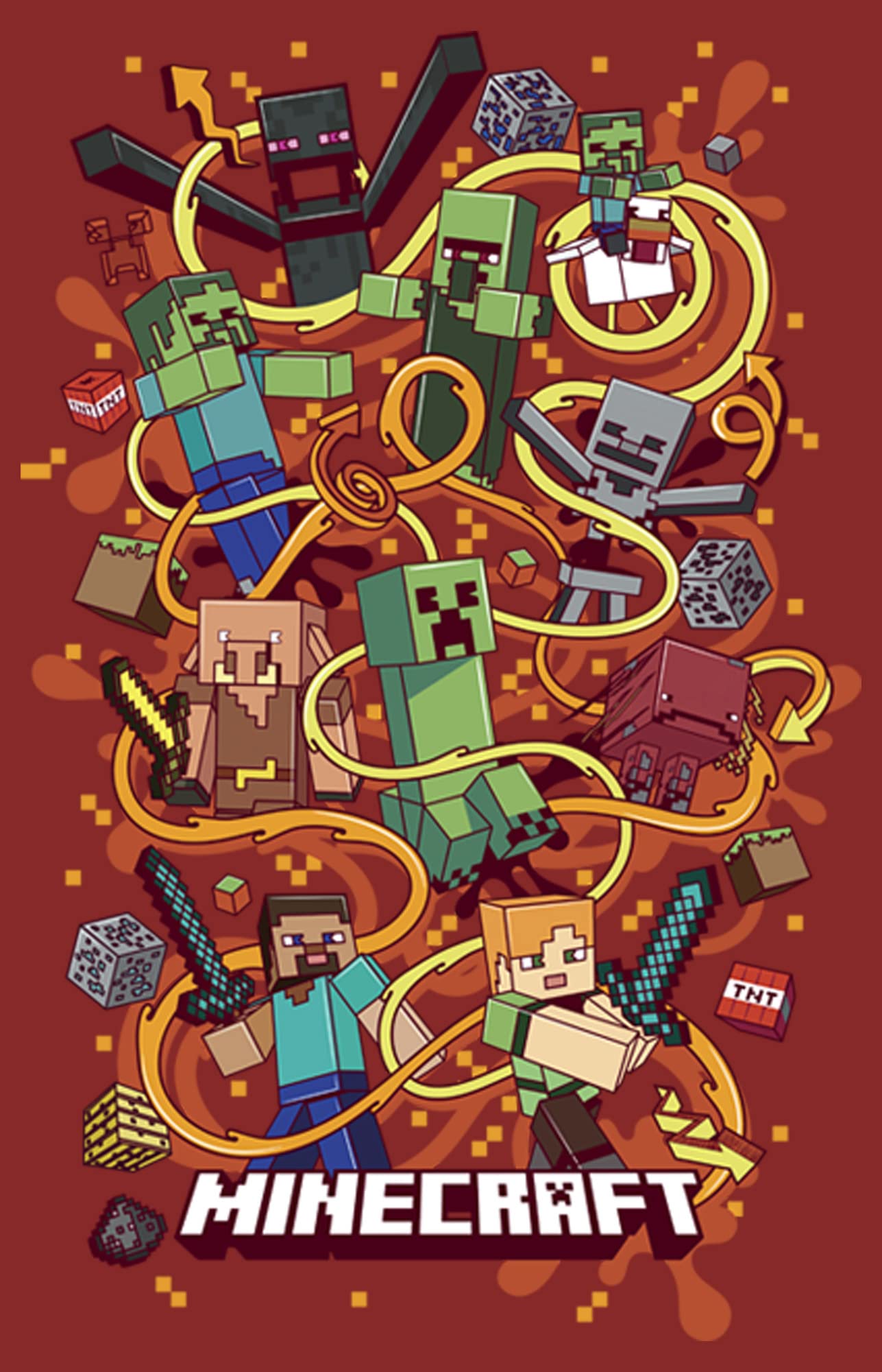Women's Minecraft Group Shot Graphic T-Shirt - Fun Gaming Tee for Casual Wear & Cosplay