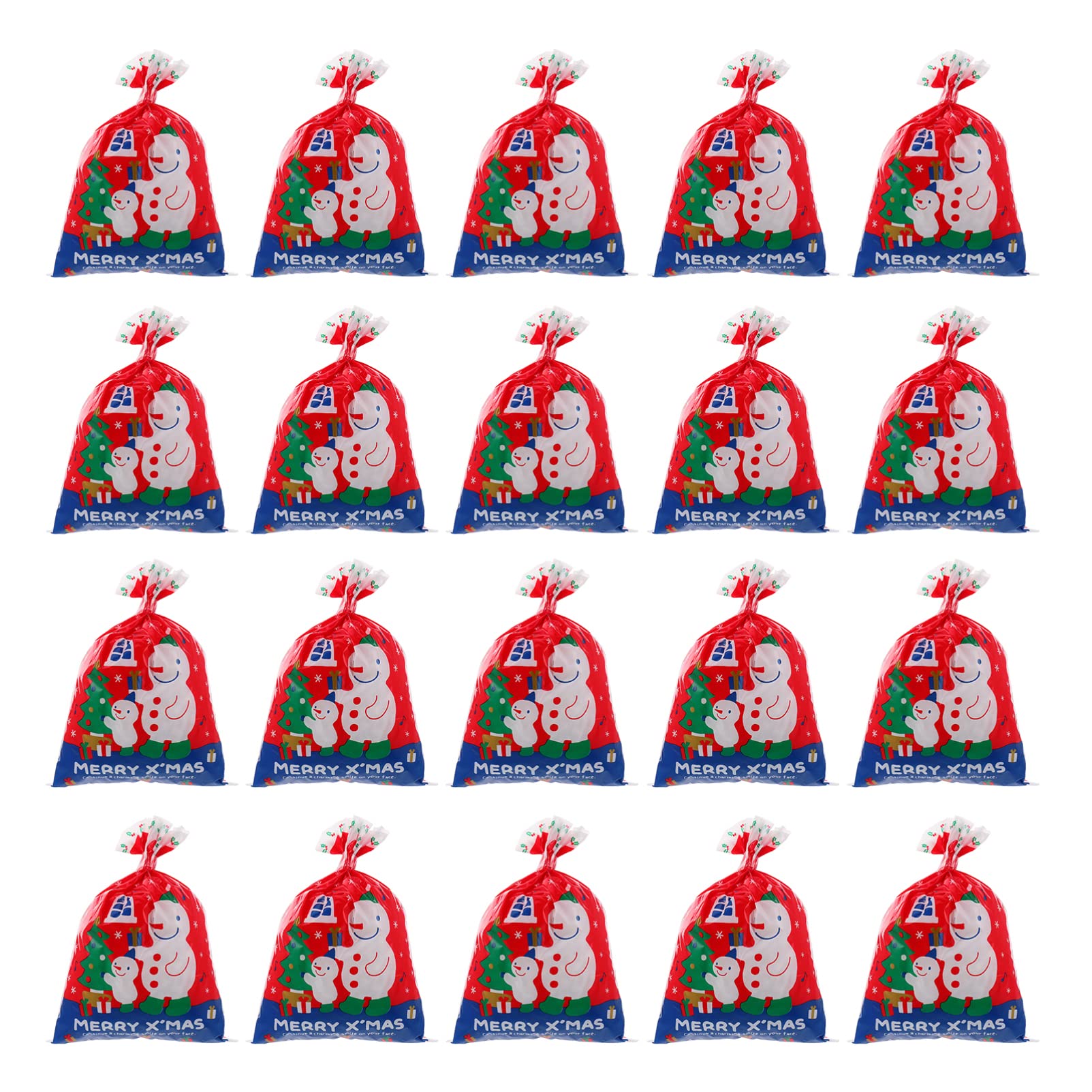 Christmas Snowman Flat Bottom Gift Bags - 50pcs Xmas Candy Sacks, Holiday Wrapping Bags for Cookies, Treats & Party Favors - Perfect for Christmas Parties, Gift Exchanges & Festive Decorations