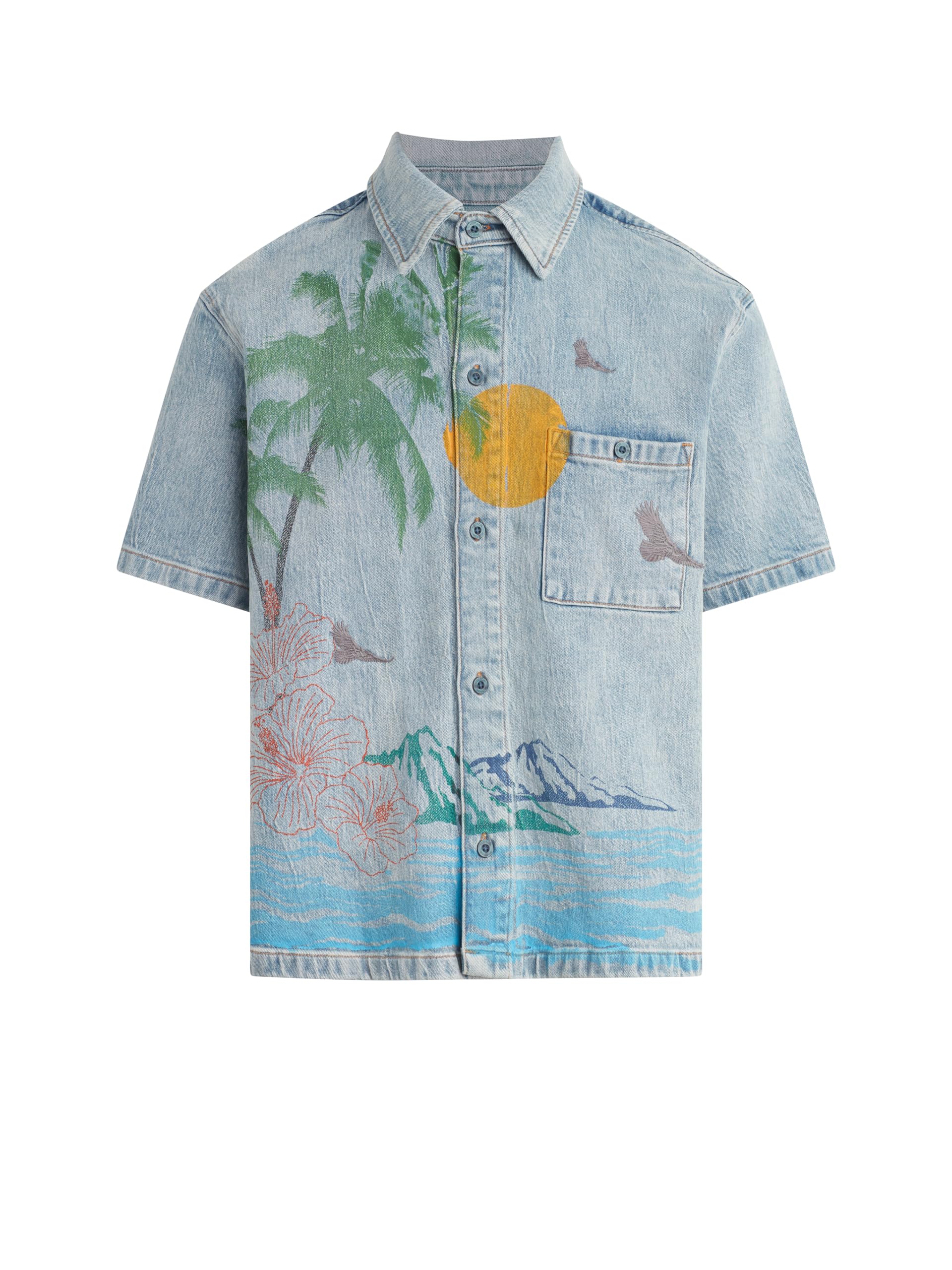 HUDSON Men's Short Sleeve Button Up Camp Shirt - Casual Summer Shirt for Men, Lightweight Breathable Button Down Shirt - Perfect for Beach, Camping, and Outdoor Activities