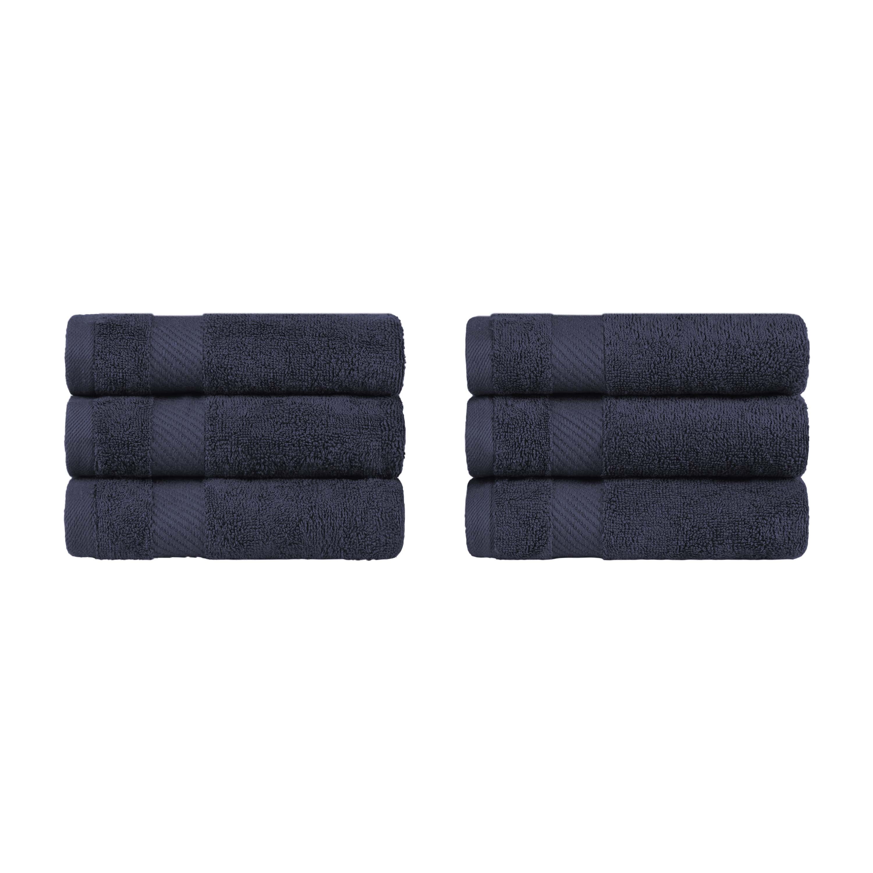 Premium 6-Piece Egyptian Cotton Hand Towel Set with Elegant Dobby Border - Soft & Absorbent for Bathroom, Kitchen, and Guest Use