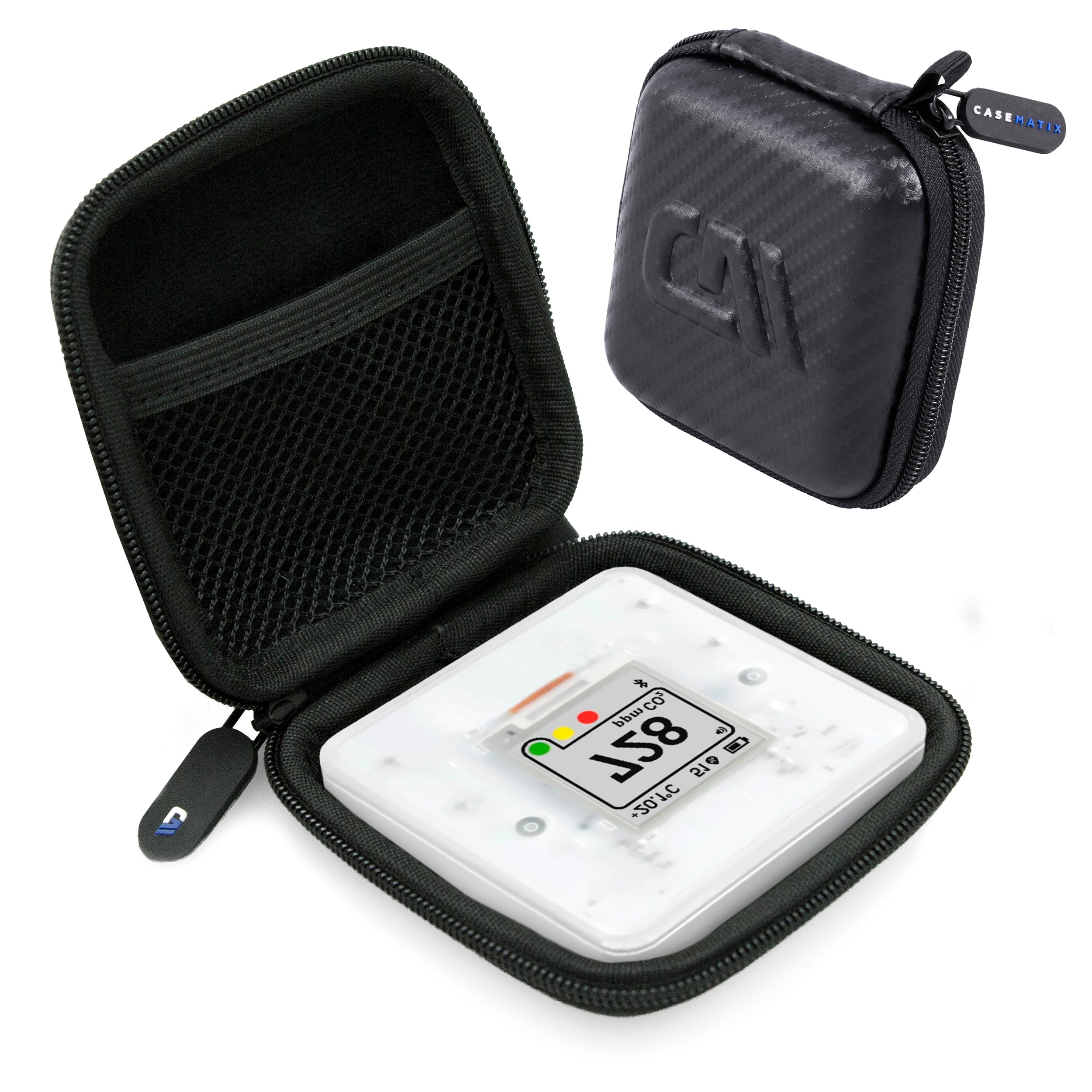 CASEMATIX EVA Hard Shell Carrying Case for SAF Aranet4 Home Air Quality Monitor & CO2 Detector - Durable Protective Storage with Cable Pocket (Case Only) - Perfect for Travel, Office & Home Use