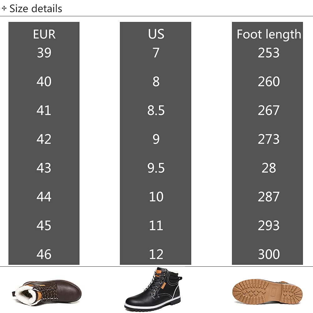 Lightweight Winter Hiking Boots for Men & Women - Warm Ankle Snow Boots with Fur Lining, Non-Slip Outdoor Shoes for Camping, Backpacking, Hunting & Ski Work - Soft Lined Sneakers (Brown, Size 11)